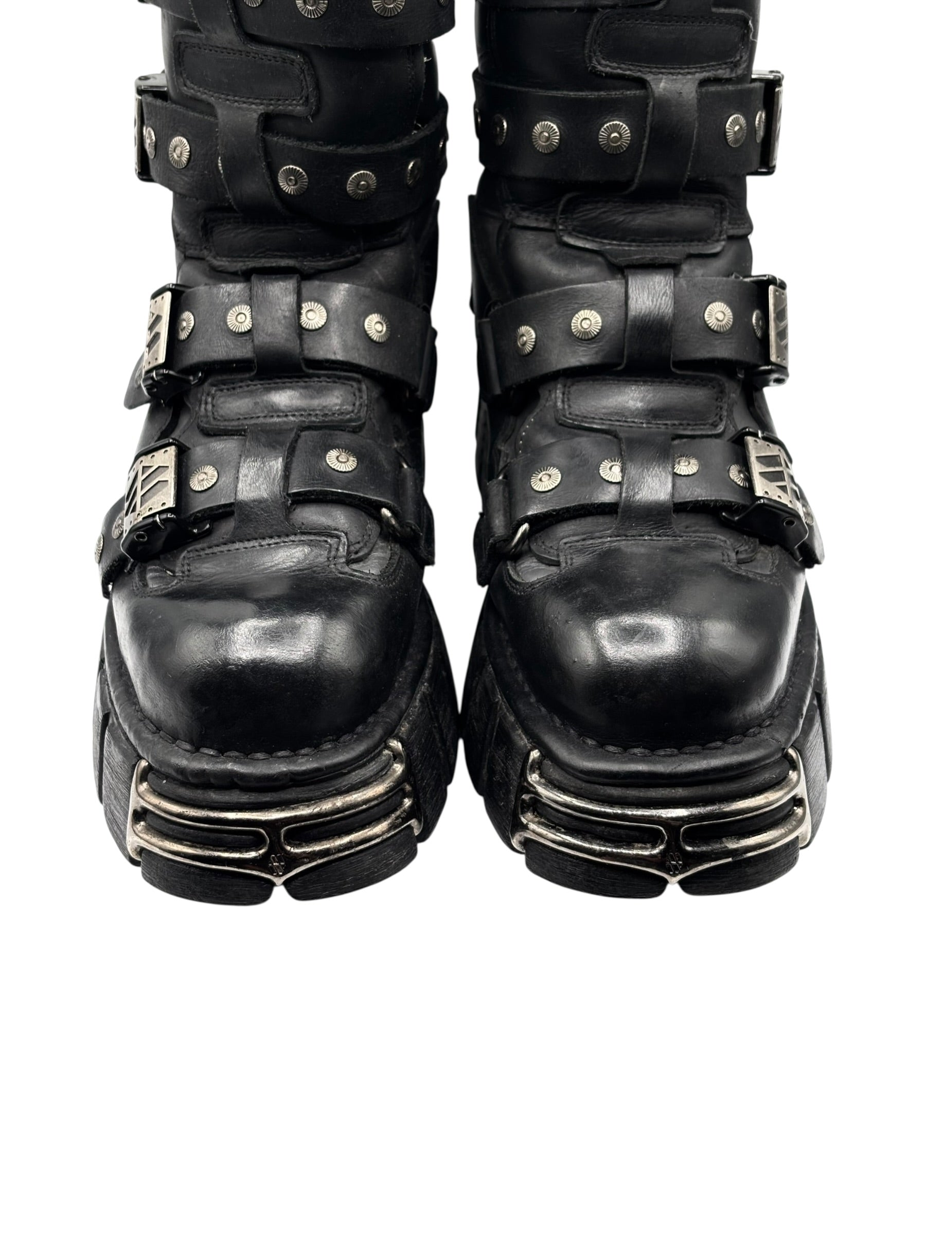 Vintage New Rock knee high studded platform boots size 43