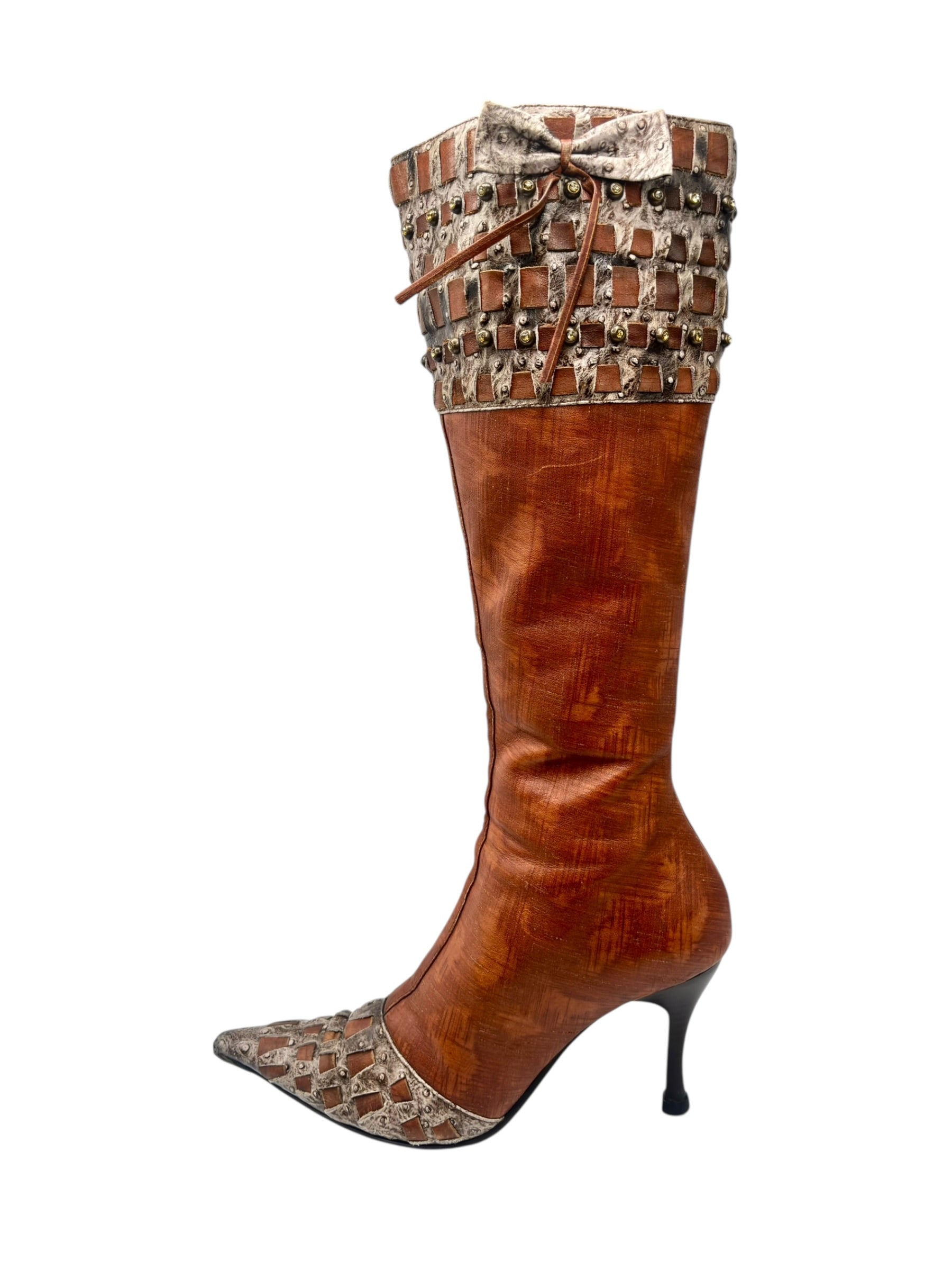 Knee high brown leather boots size 38