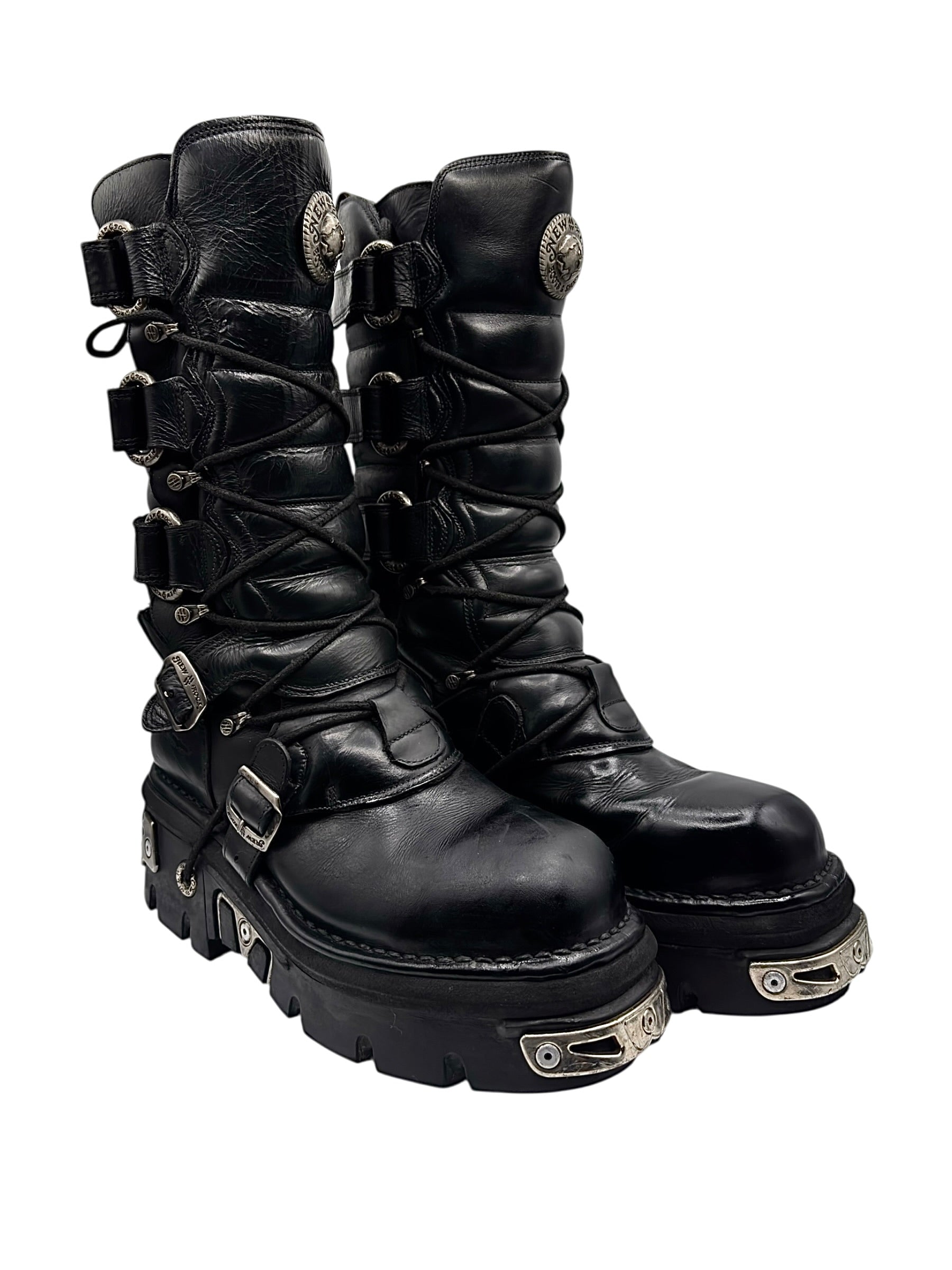 Vintage New Rock knee high reactor leather boots size 44