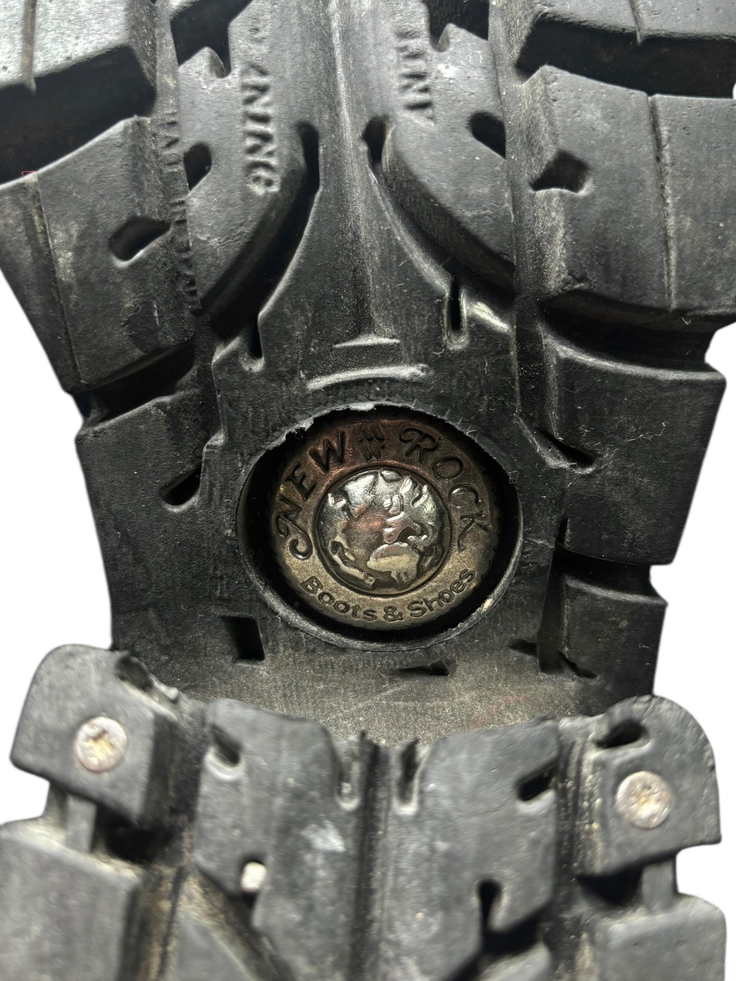 Vintage New Rock buckled raised-heel mid-calf leather boots size 40