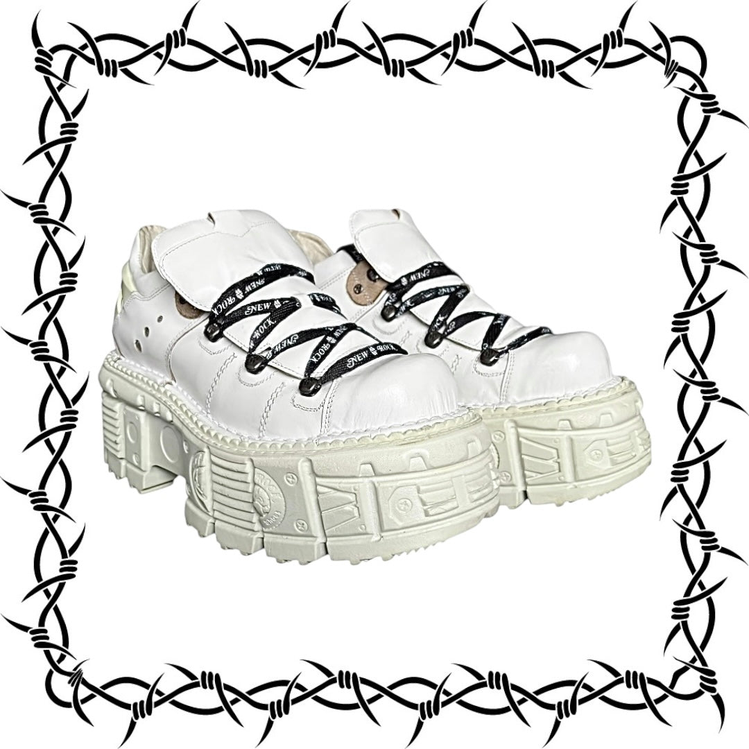 New Rock white M-TANK leather platform boots size 45