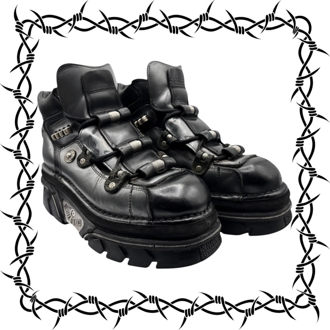 Vintage New Rock grey spring platform boots size 44