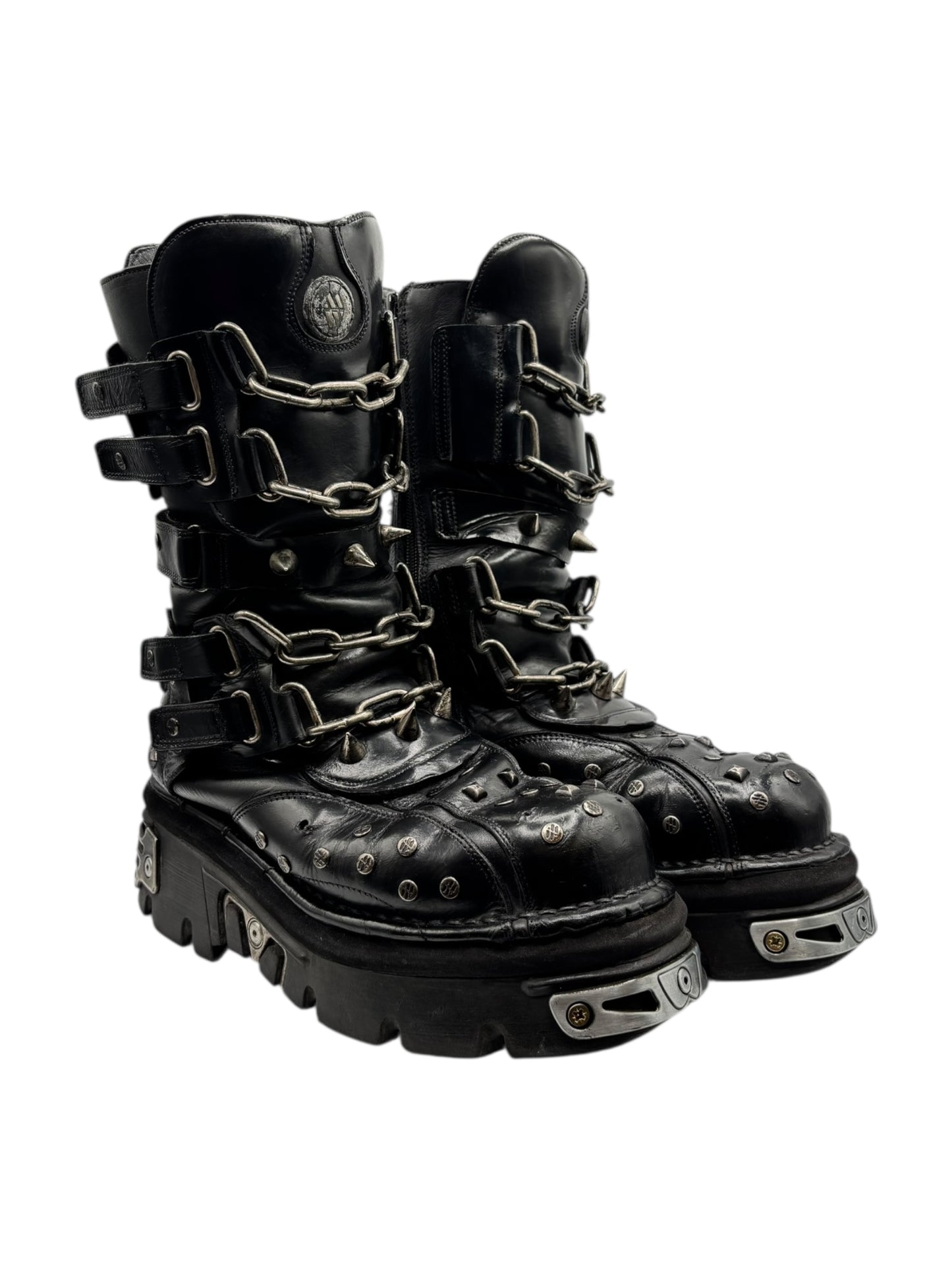 Vintage New Rock studded chain reactor boots size 43