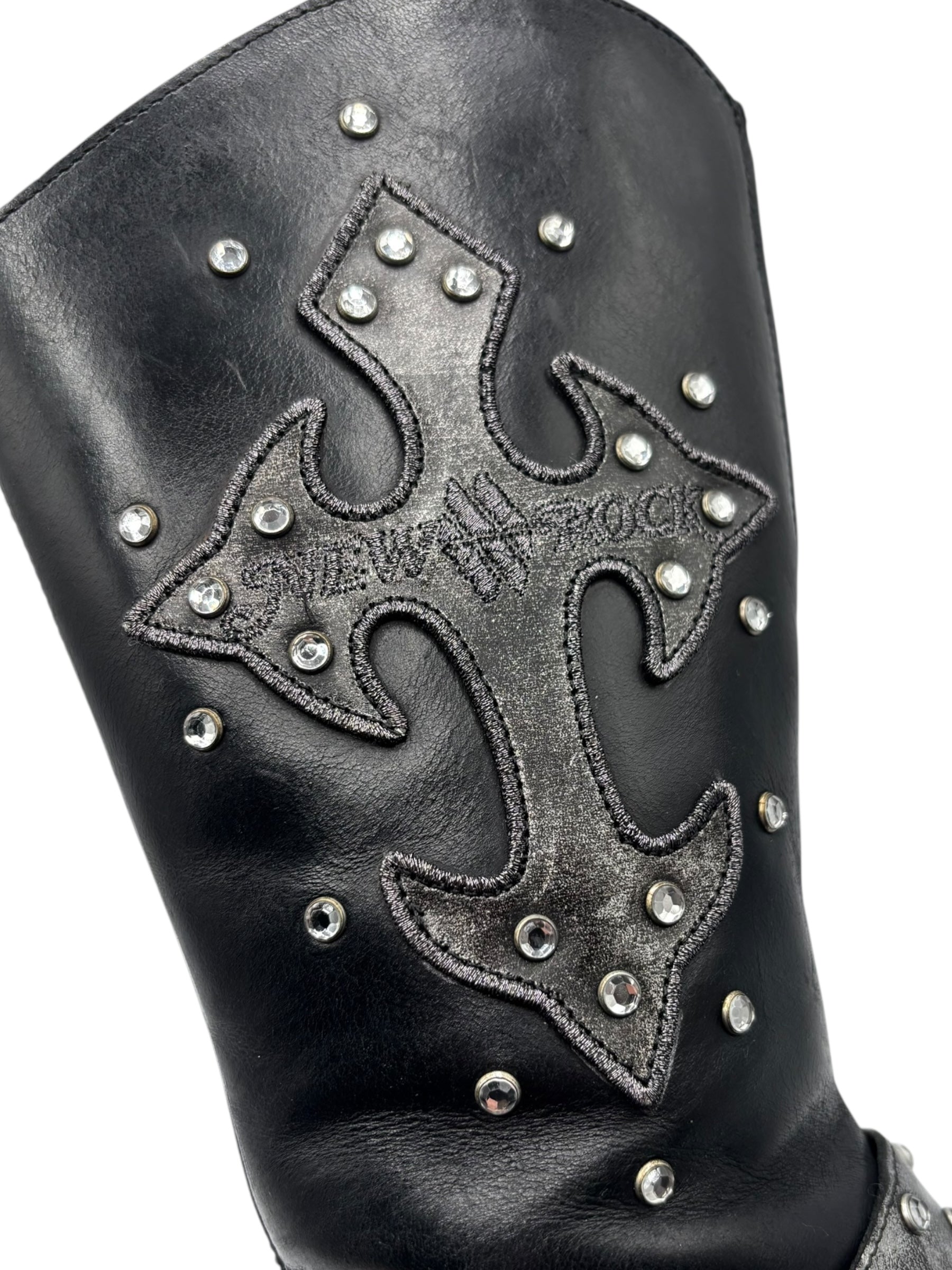 Vintage New Rock grey flame biker heels size 42