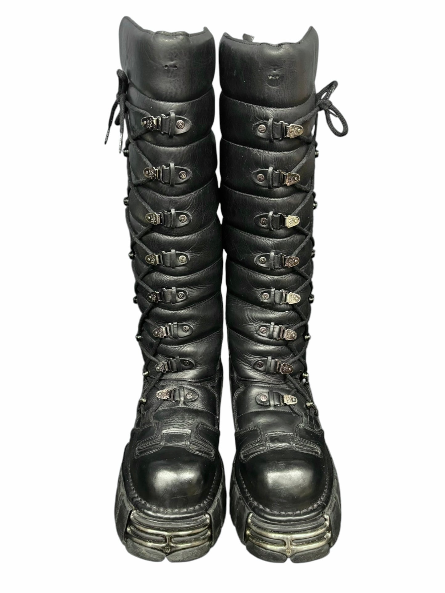 Vintage New Rock lace up leather boots size 44