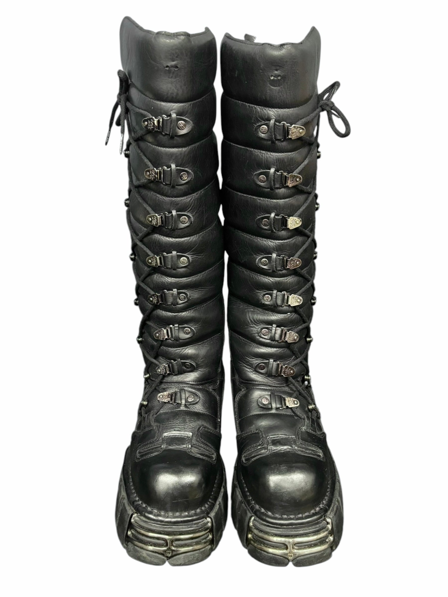 Vintage New Rock lace up leather boots size 44