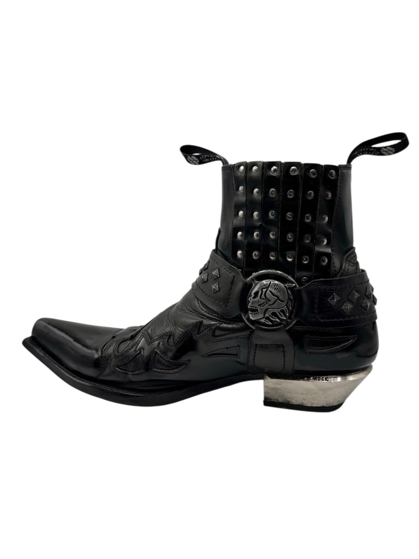 Vintage New Rock black leather cowboy boots size 45