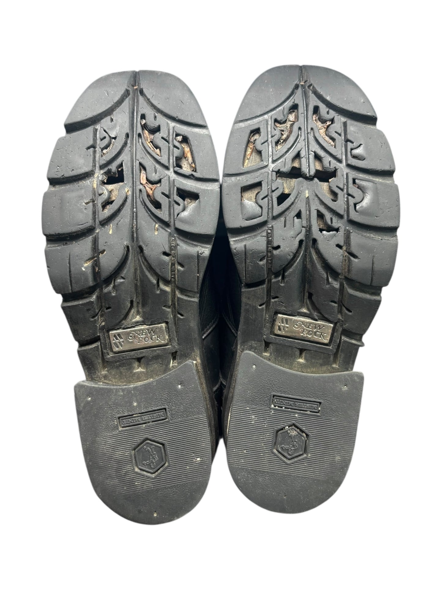 Extremely rare vintage New Rock buckled raised-heel leather boots size 42