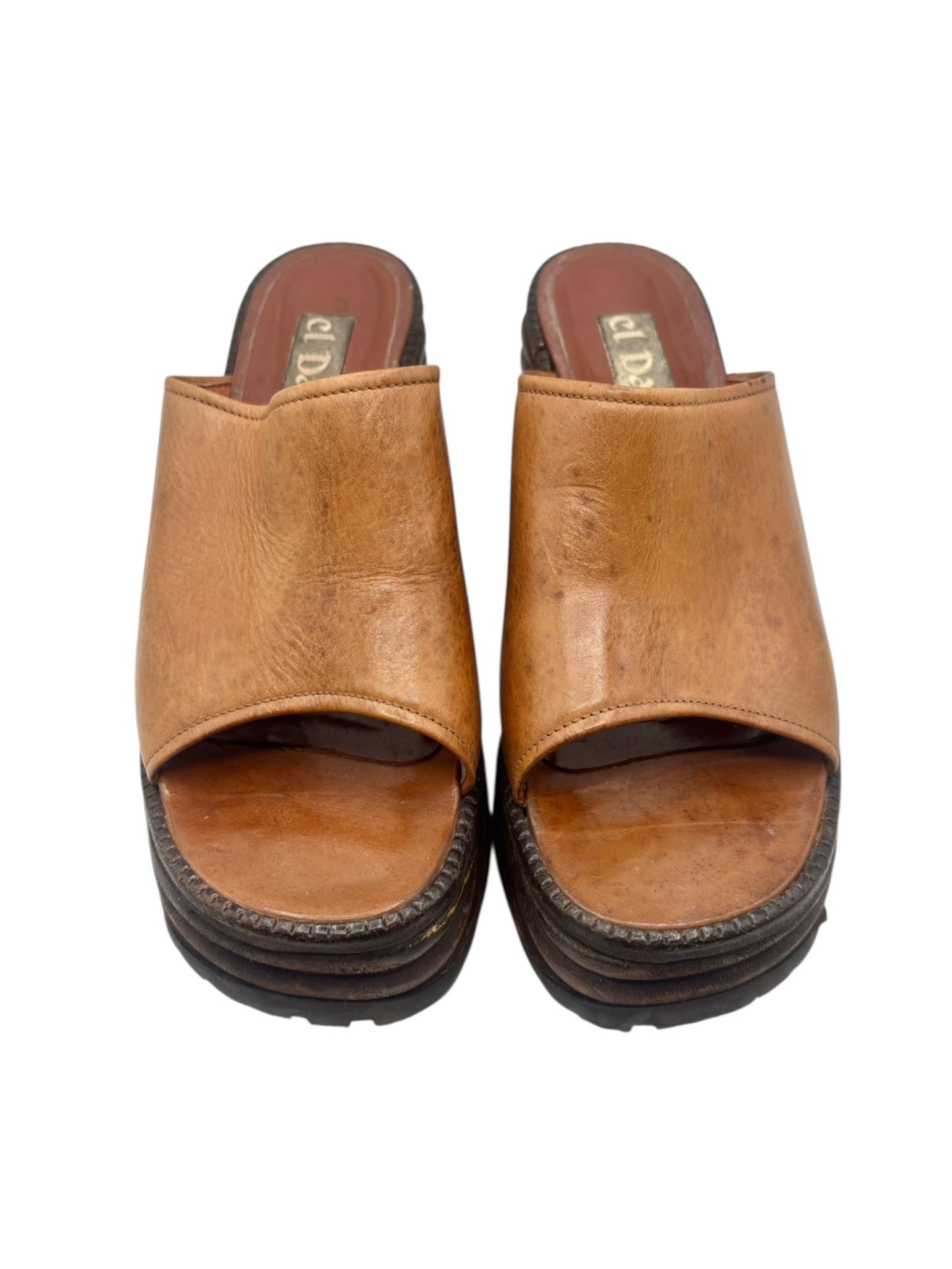 Vintage El Dantes brown block platform sandals size 36