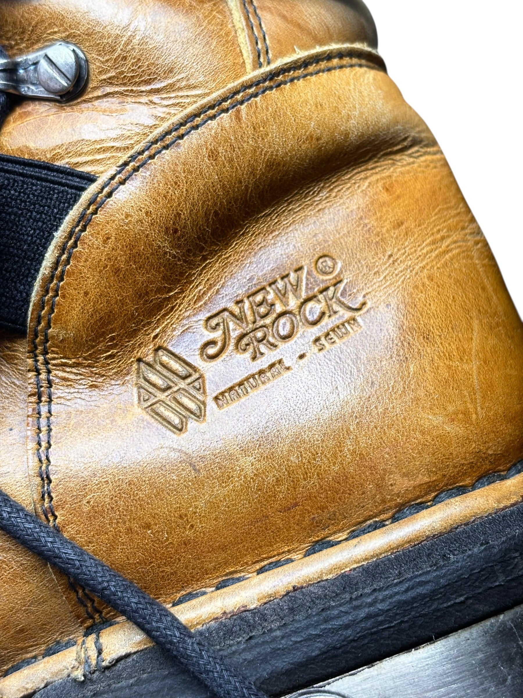 Vintage New Rock yellow raised heel leather boots size 39