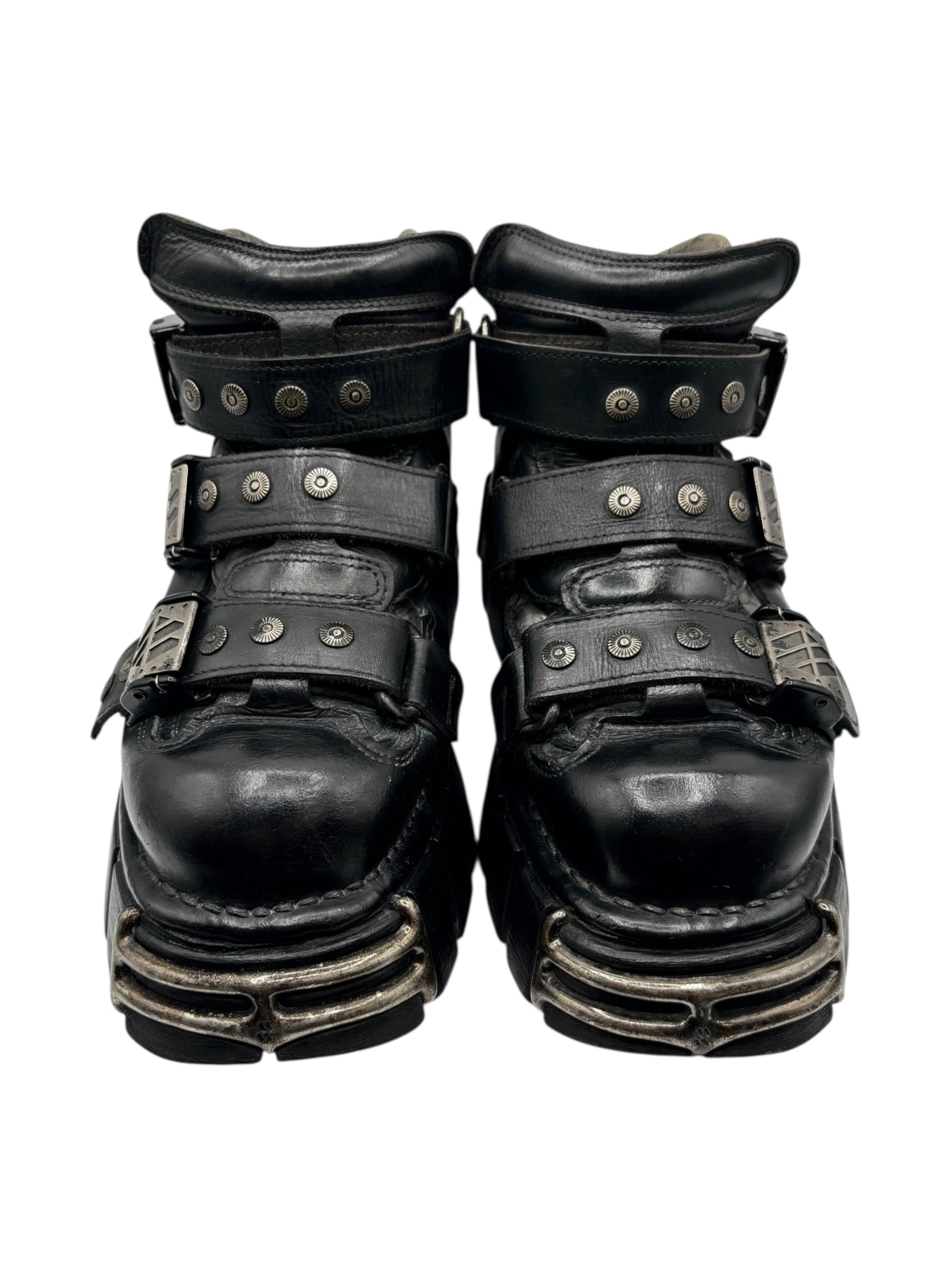 Vintage New Rock studded leather platform boots size 41