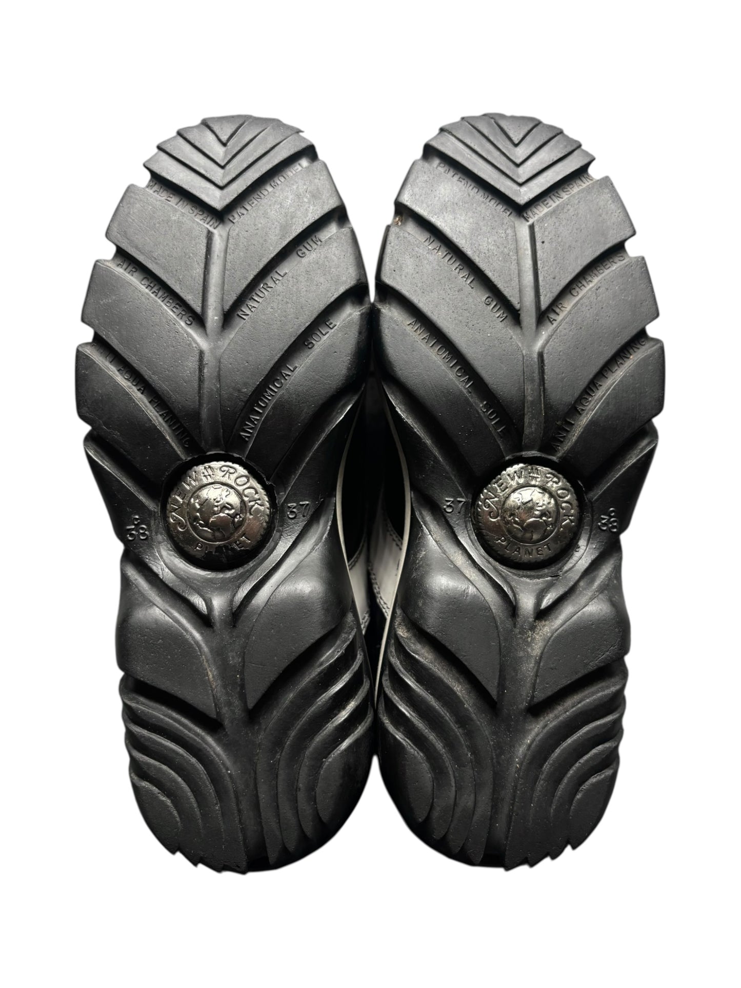 Vintage New Rock black and white leather platform boots