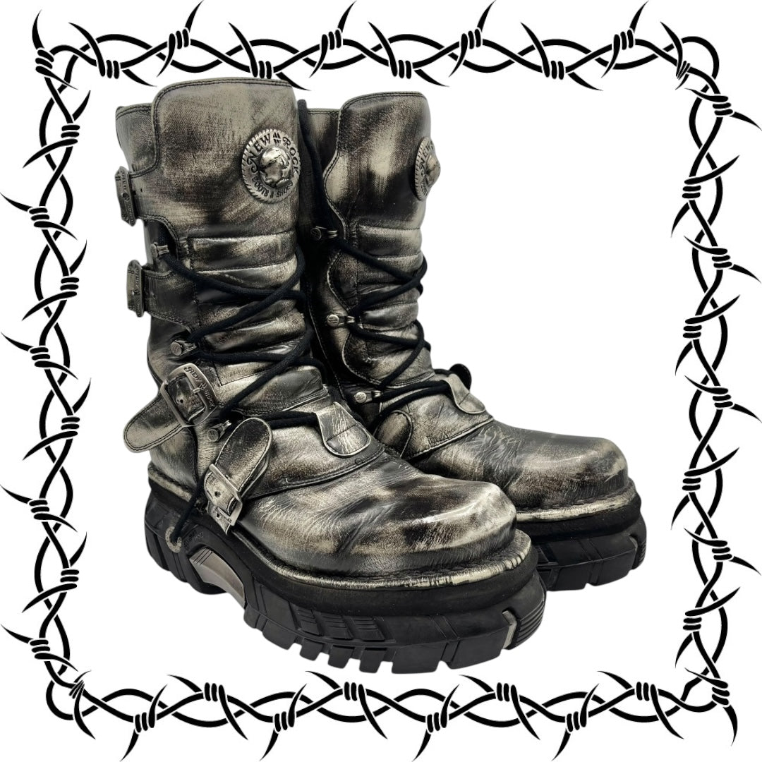 Vintage New Rock super rare khaki/camo platform boots size 42