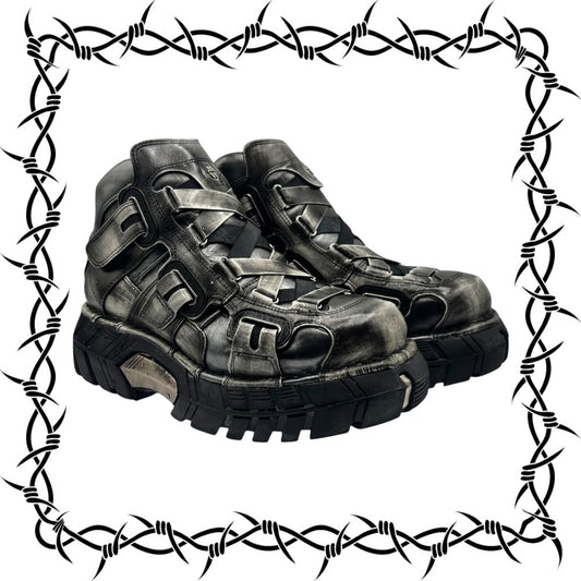 RARE vintage New Rock khaki trailer platform boots size 42