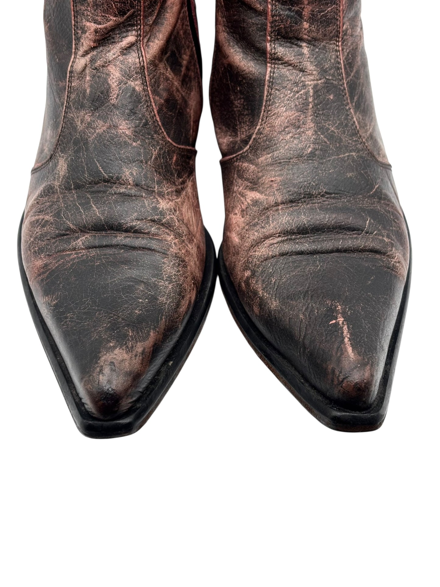 Vintage New Rock leather cowboy boots rose fade size 41