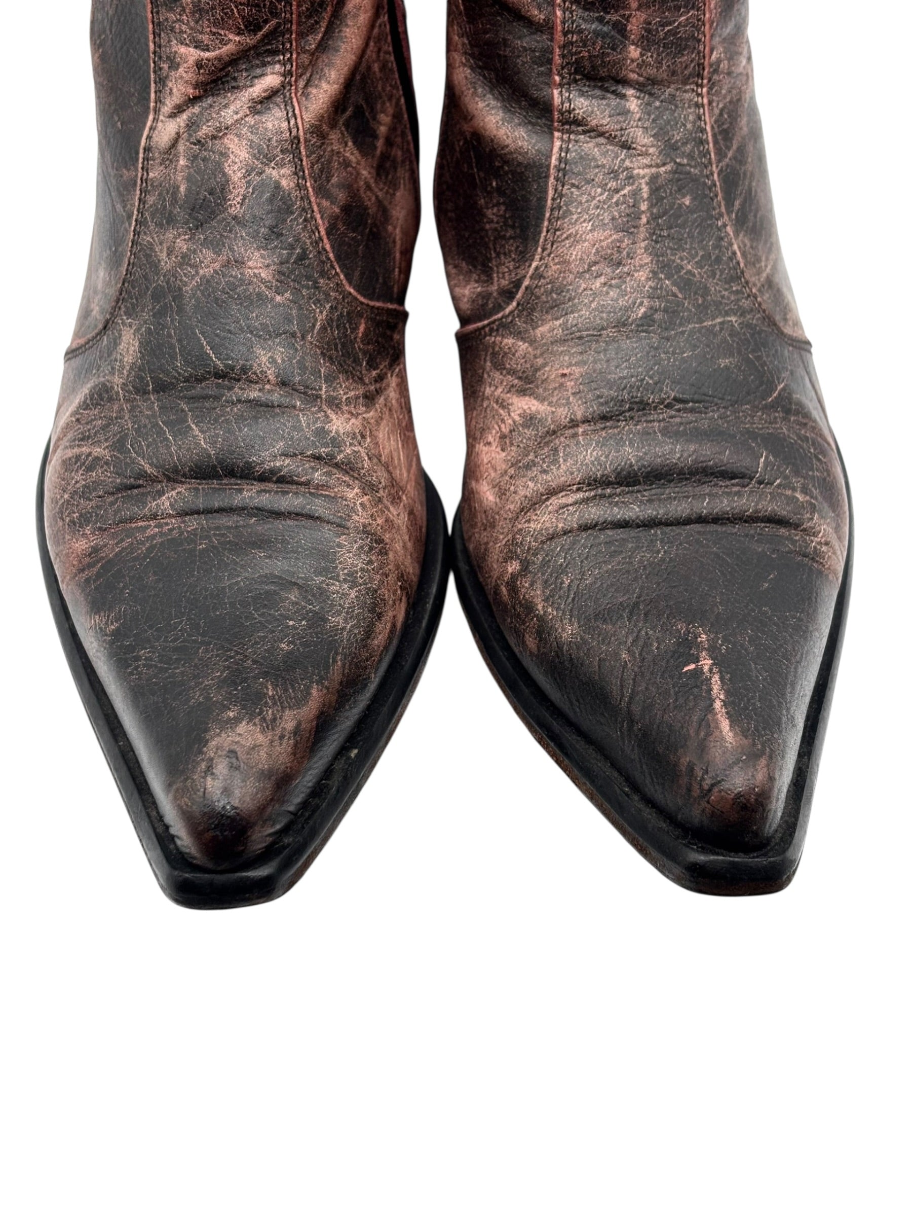 Vintage New Rock leather cowboy boots rose fade size 41