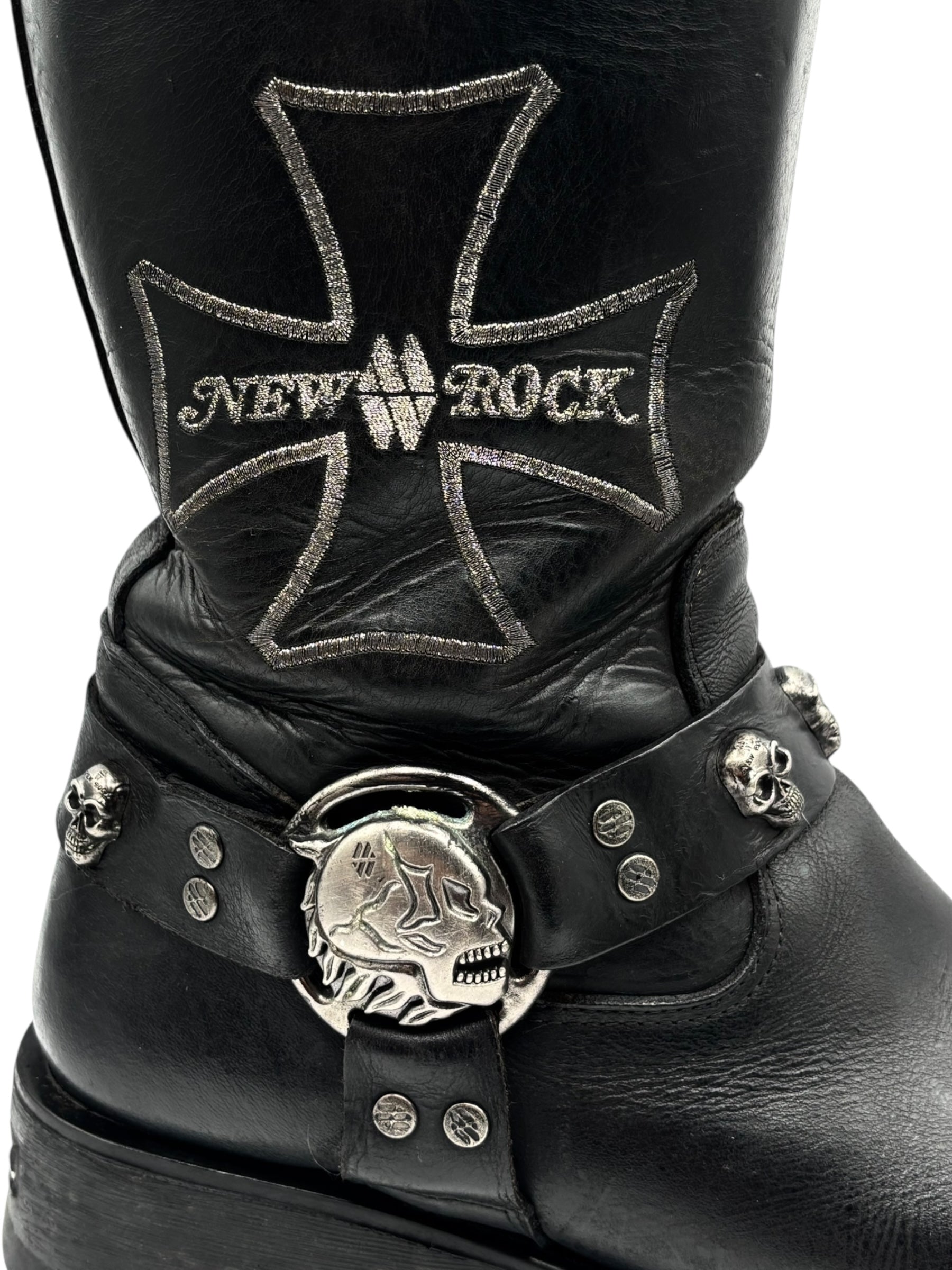 Vintage New Rock leather biker boots size 44