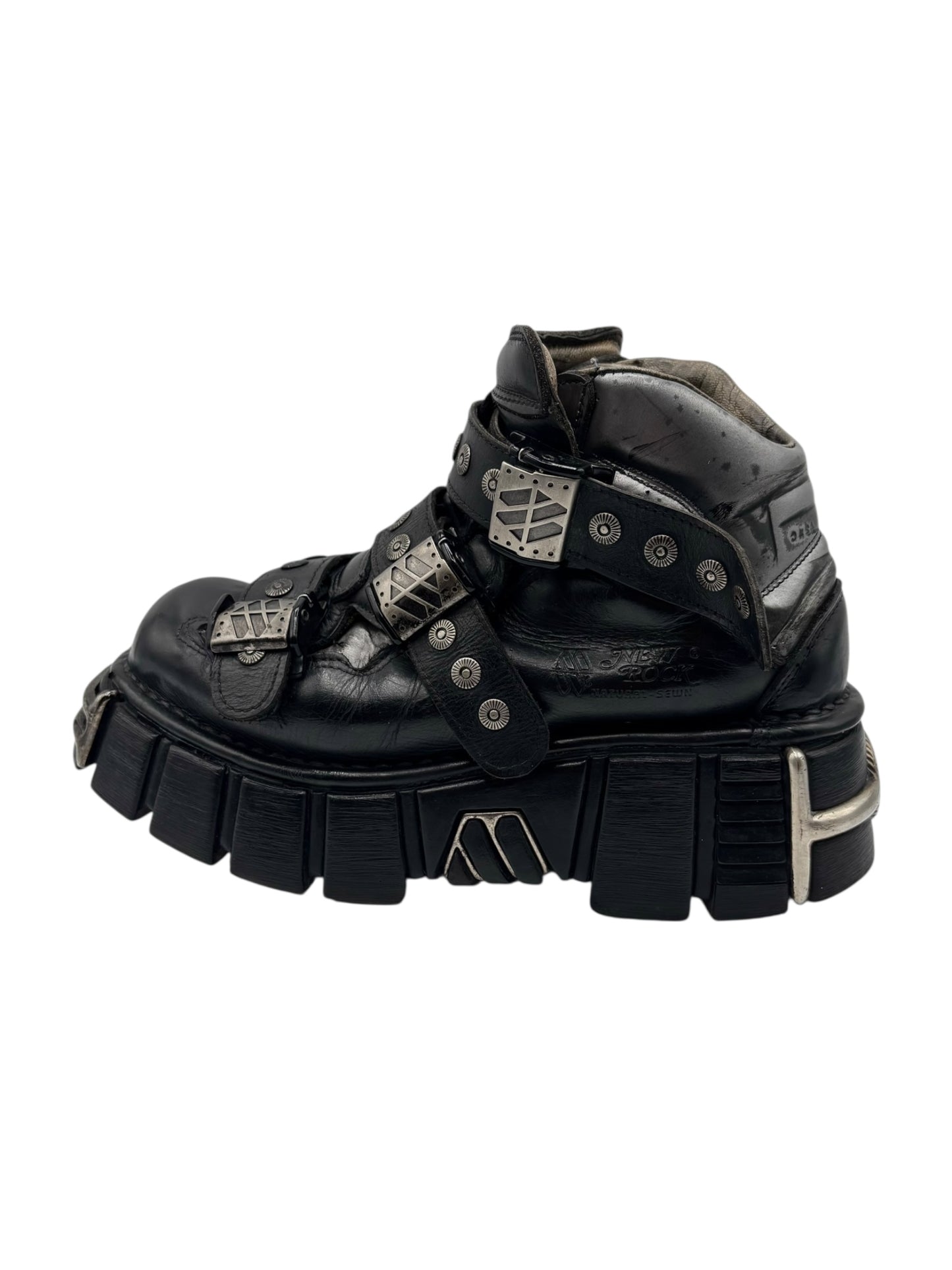 Vintage New Rock studded leather platform boots size 41