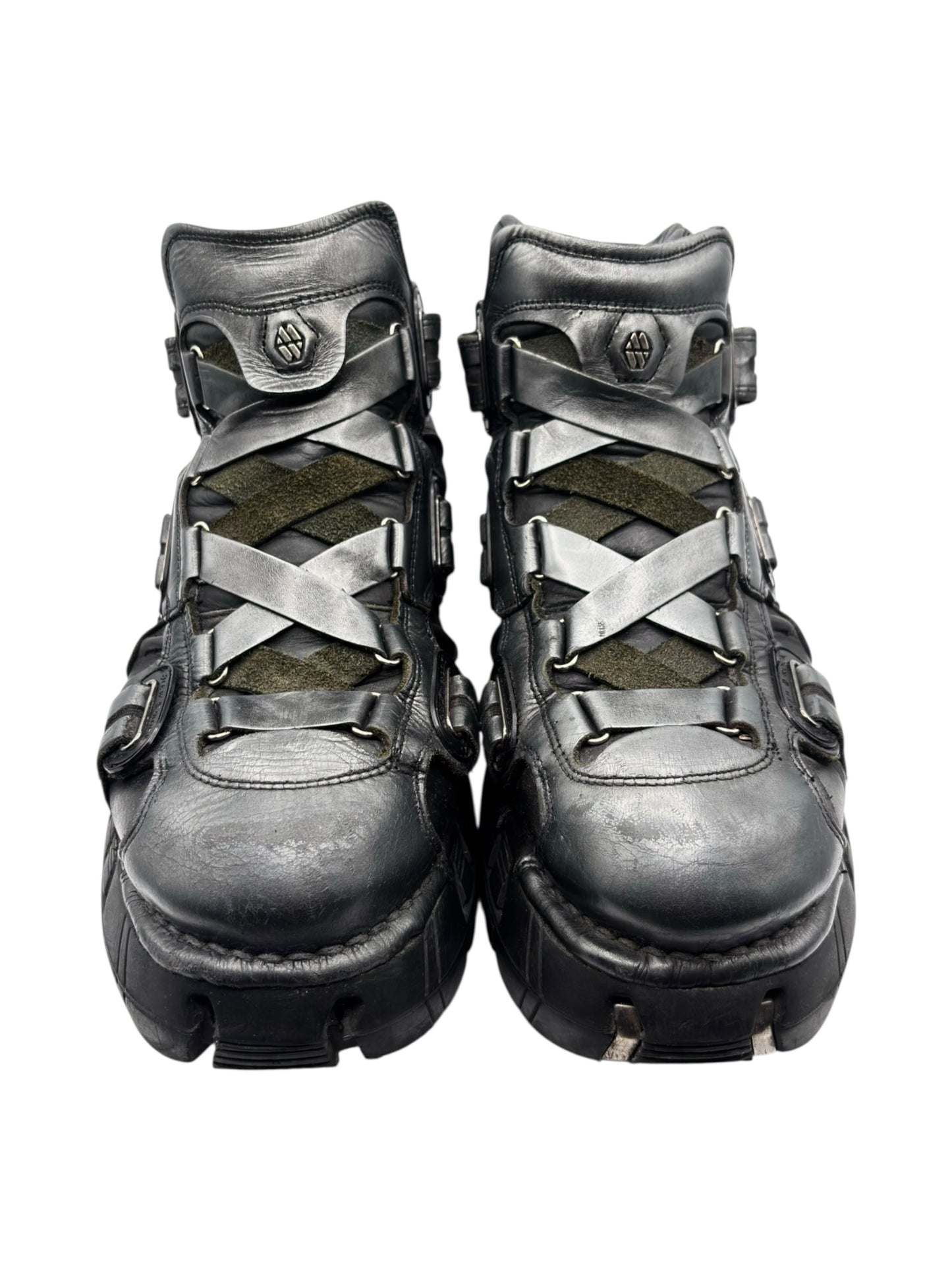 Vintage New Rock grey trailer platform boots size 45