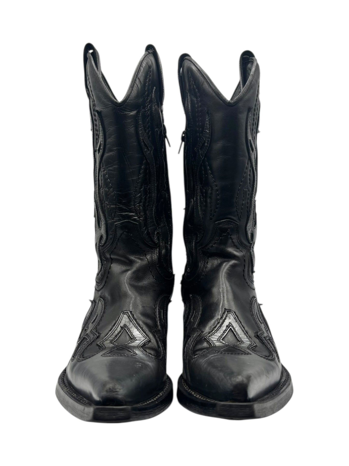 Beautiful vintage New Rock grey flame leather cowboy boots size 41