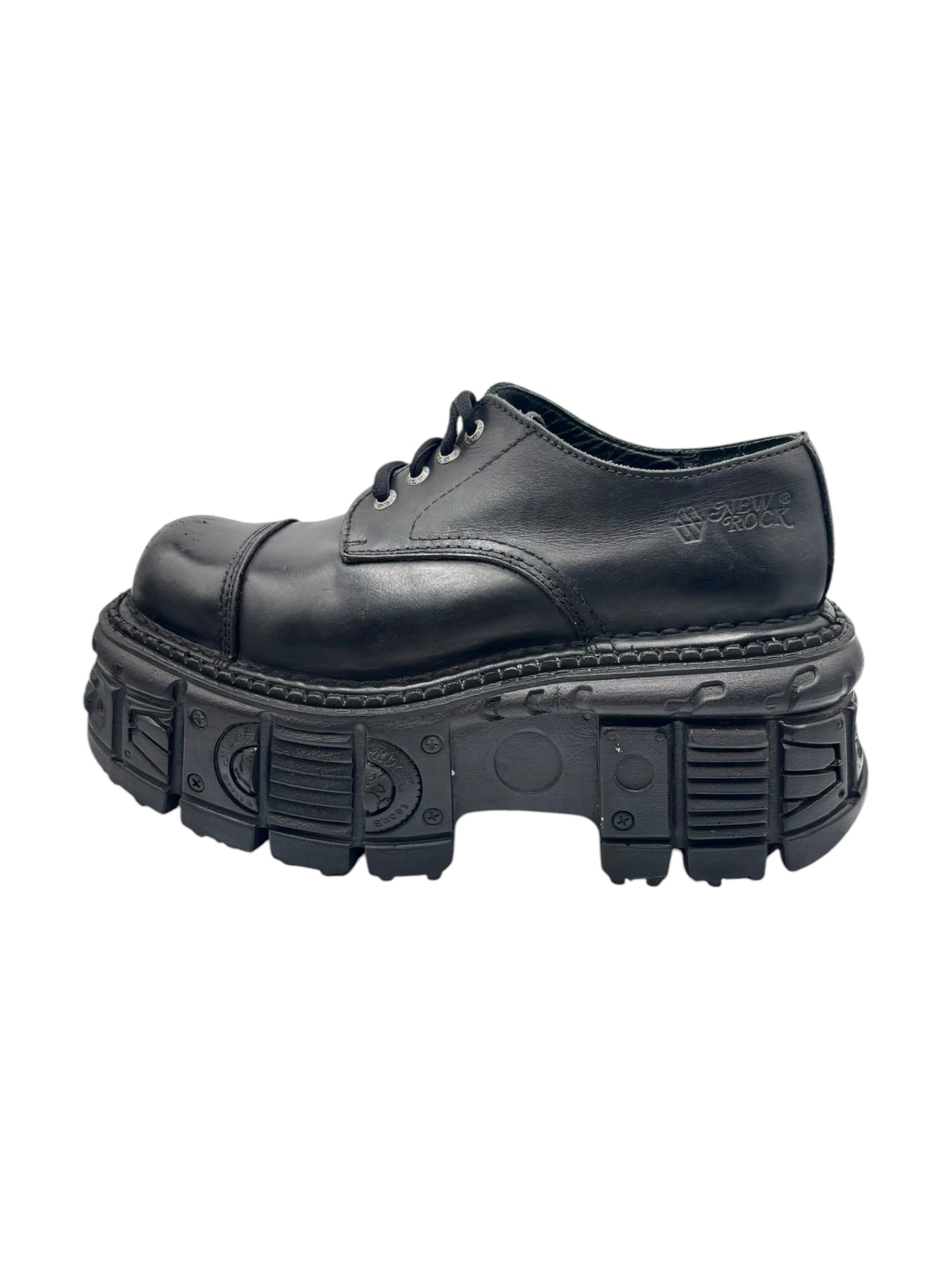 Vintage New Rock techno leather platform boots size 43