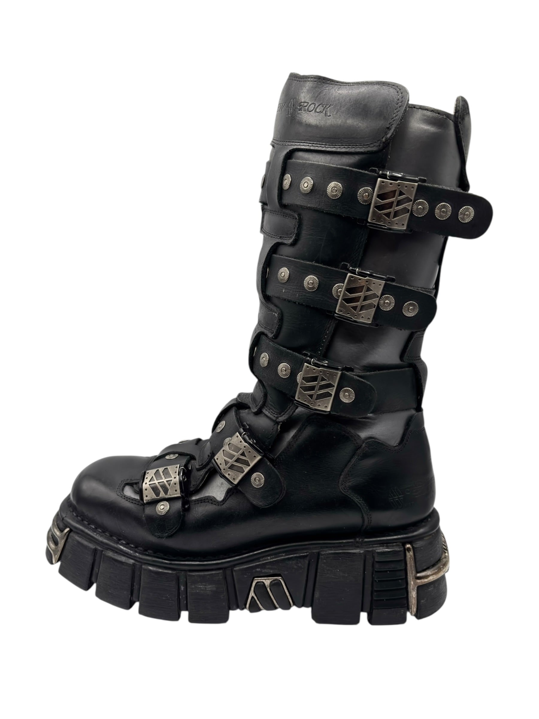 Vintage New Rock knee high studded platform boots size 43