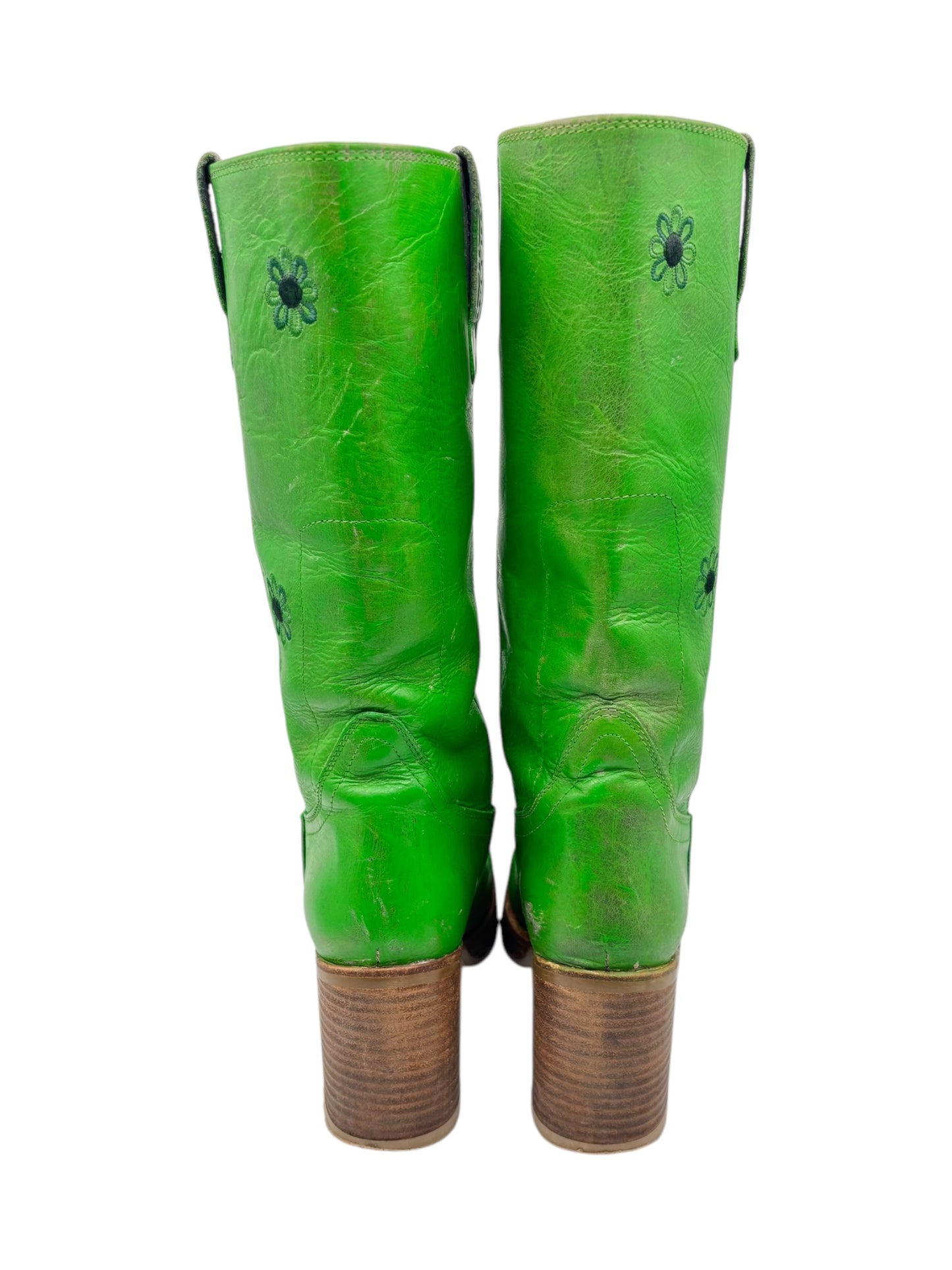 Vintage Destroy green leather boots size 37