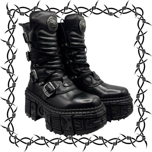New Rock mid-calf techno platform boots size 39