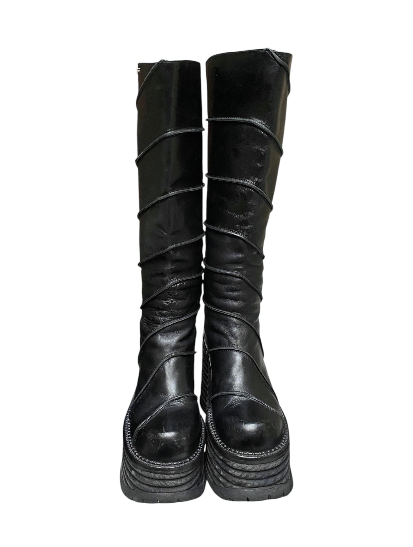 Vintage El Dantes block platform leather boots size 37