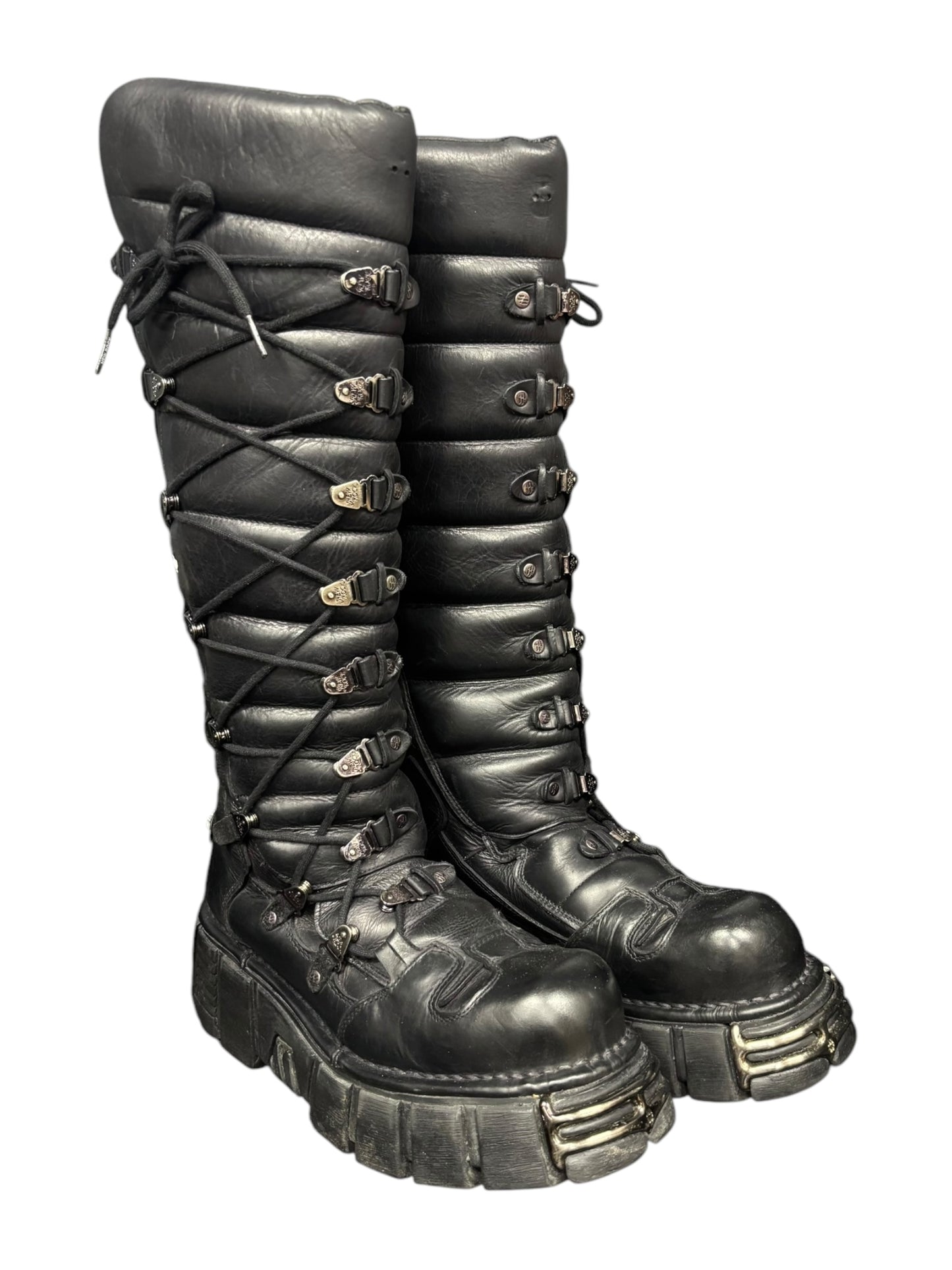 Vintage New Rock lace up leather boots size 44