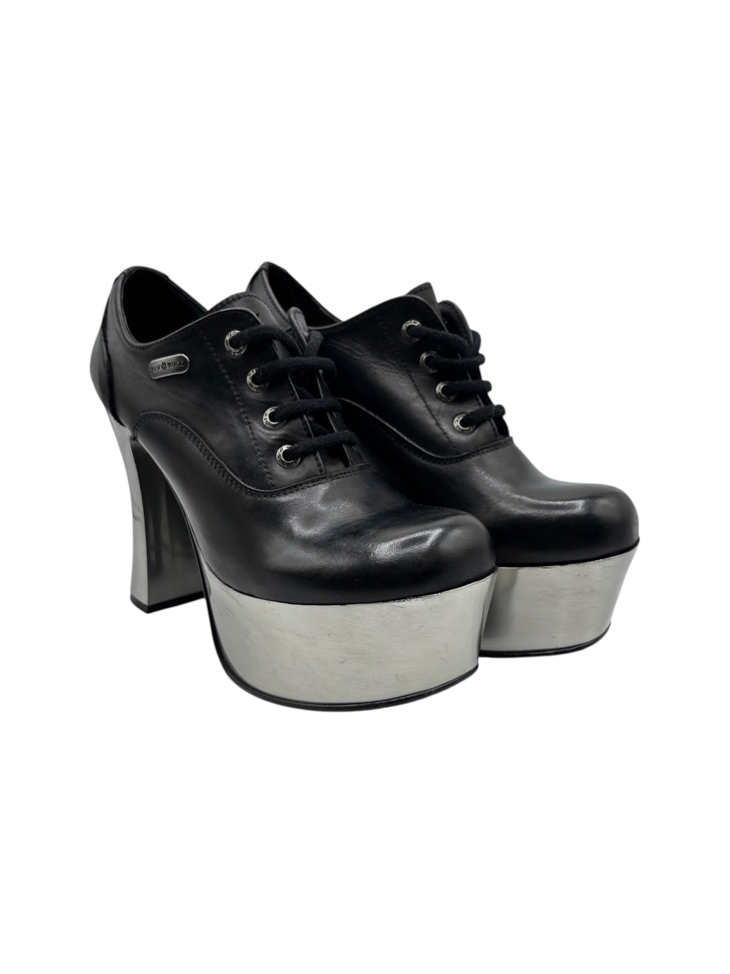 Vintage New Rock leather platform heels size 40