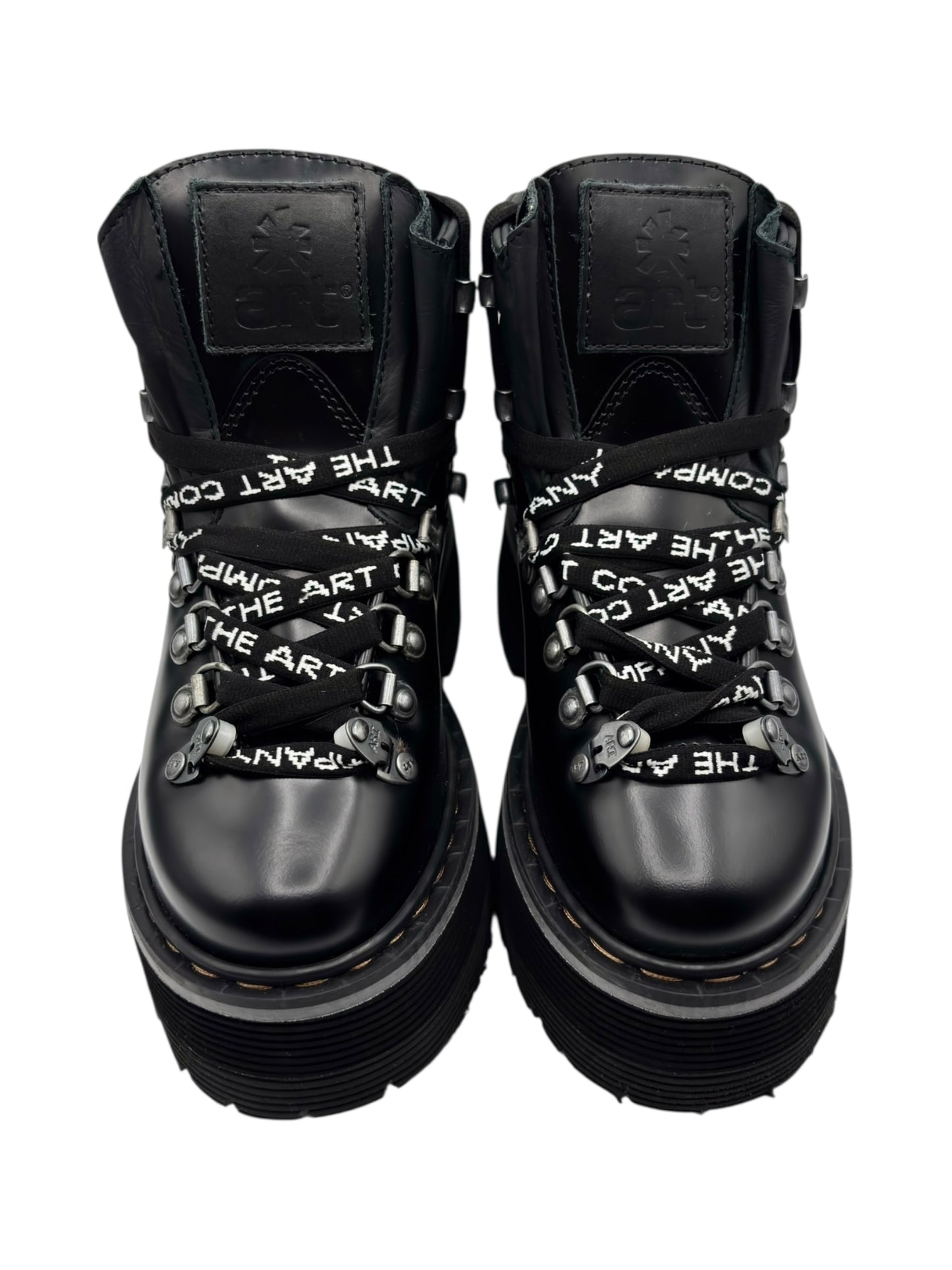 Vintage ART black leather platform boots size 39