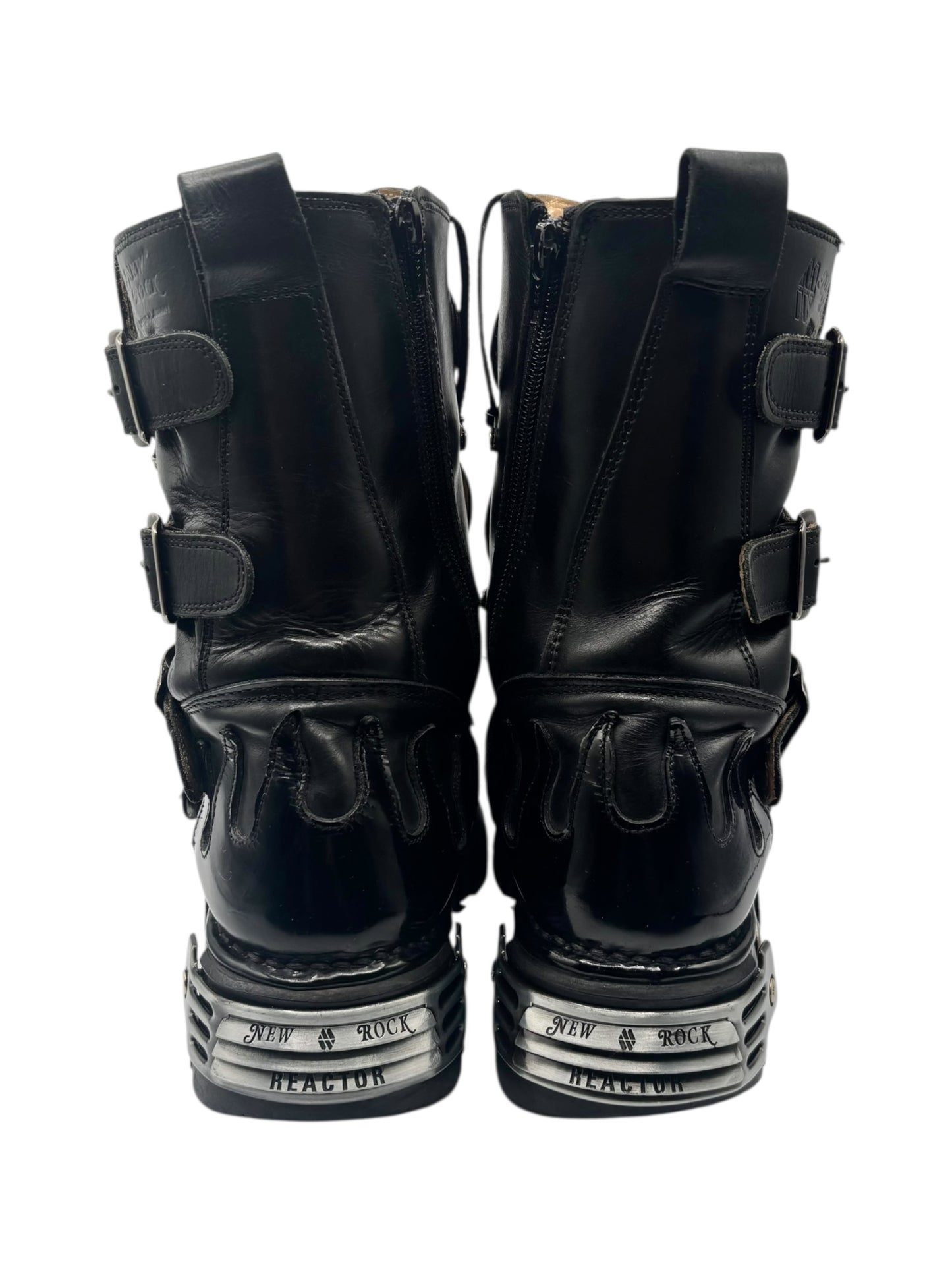 Vintage New Rock mid-calf black flame reactor boots size 40