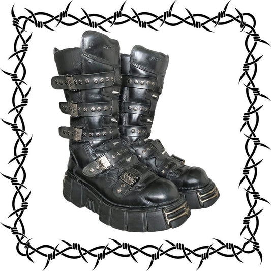 Vintage New Rock studded platform boots size 46