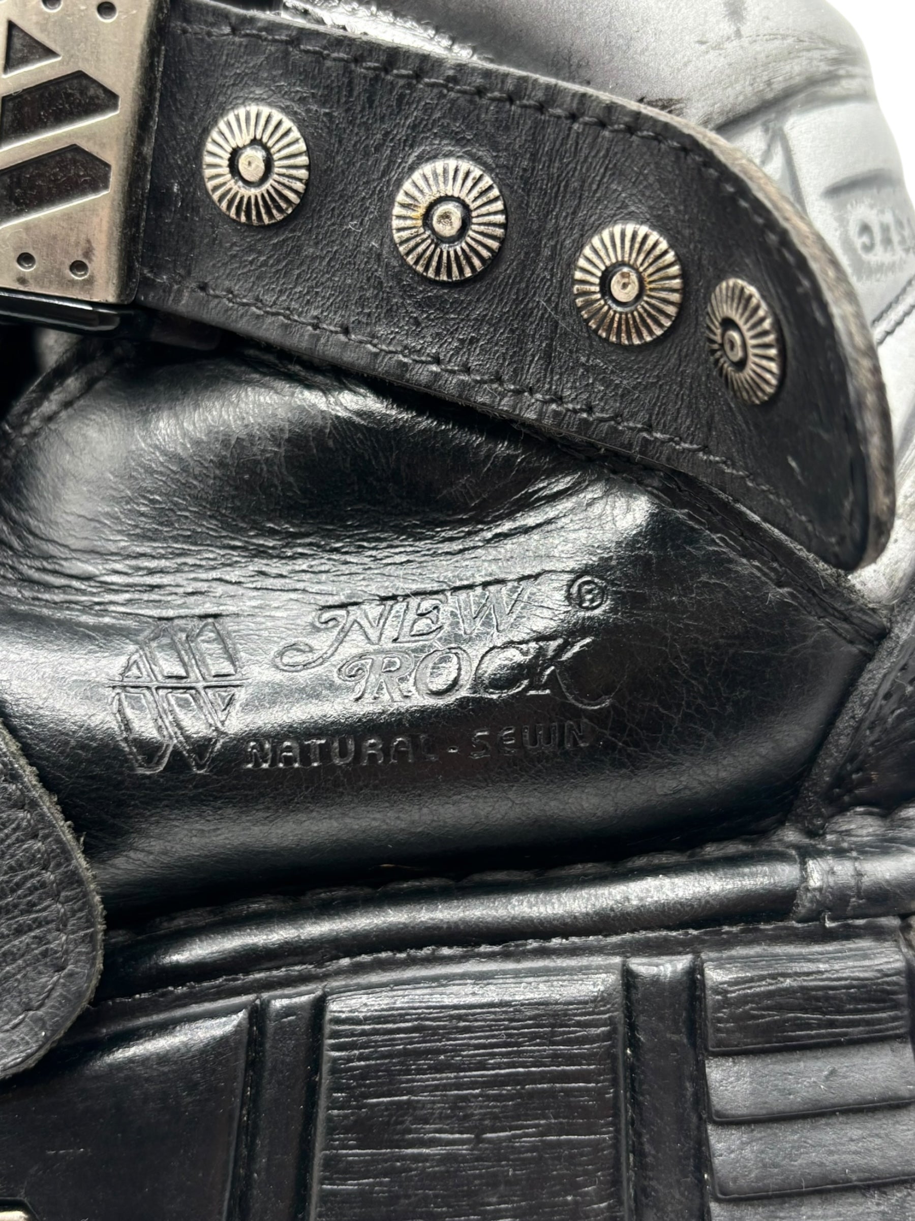 Vintage New Rock studded leather platform boots size 41