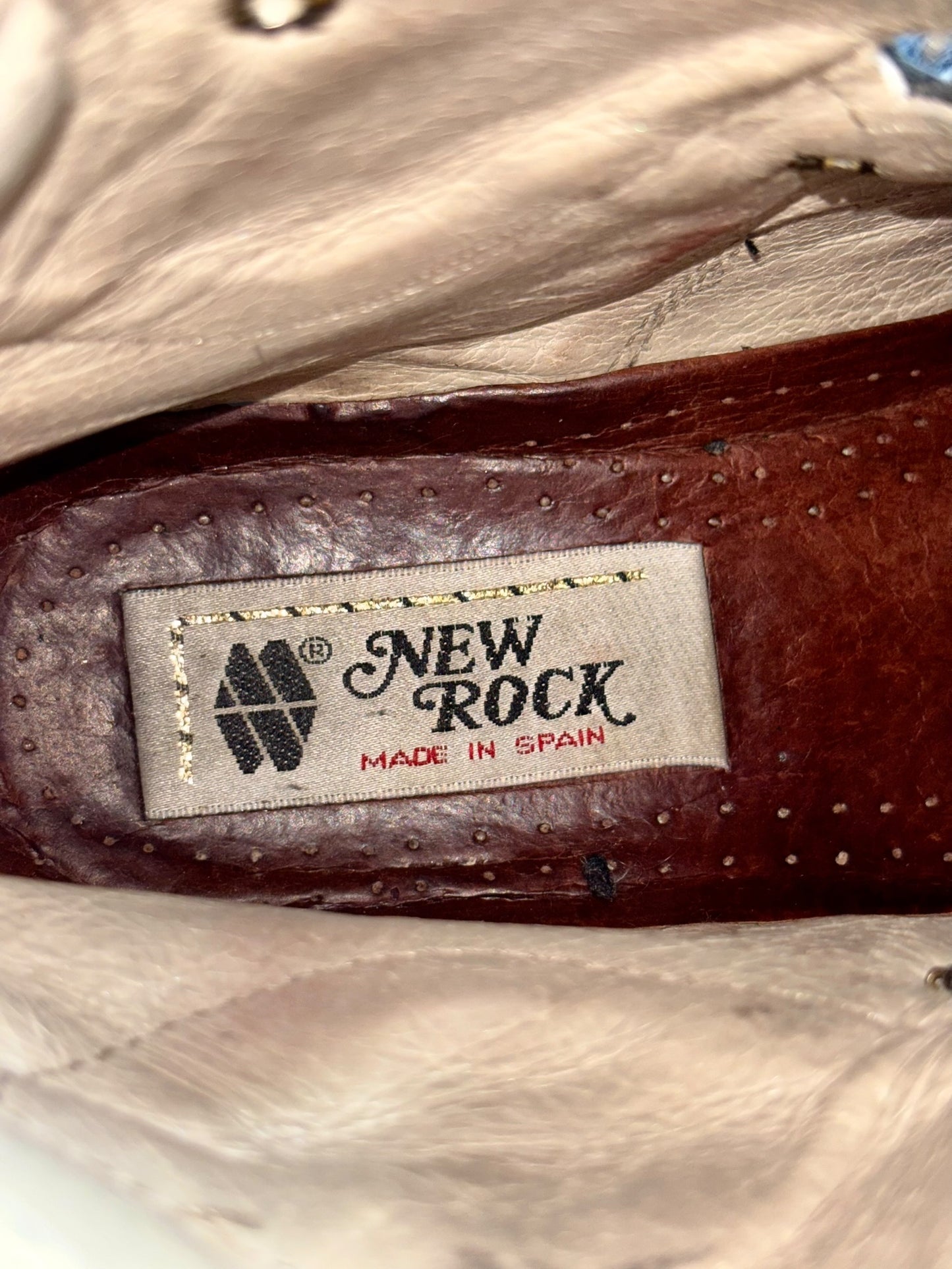 Vintage New Rock black and white leather platform boots