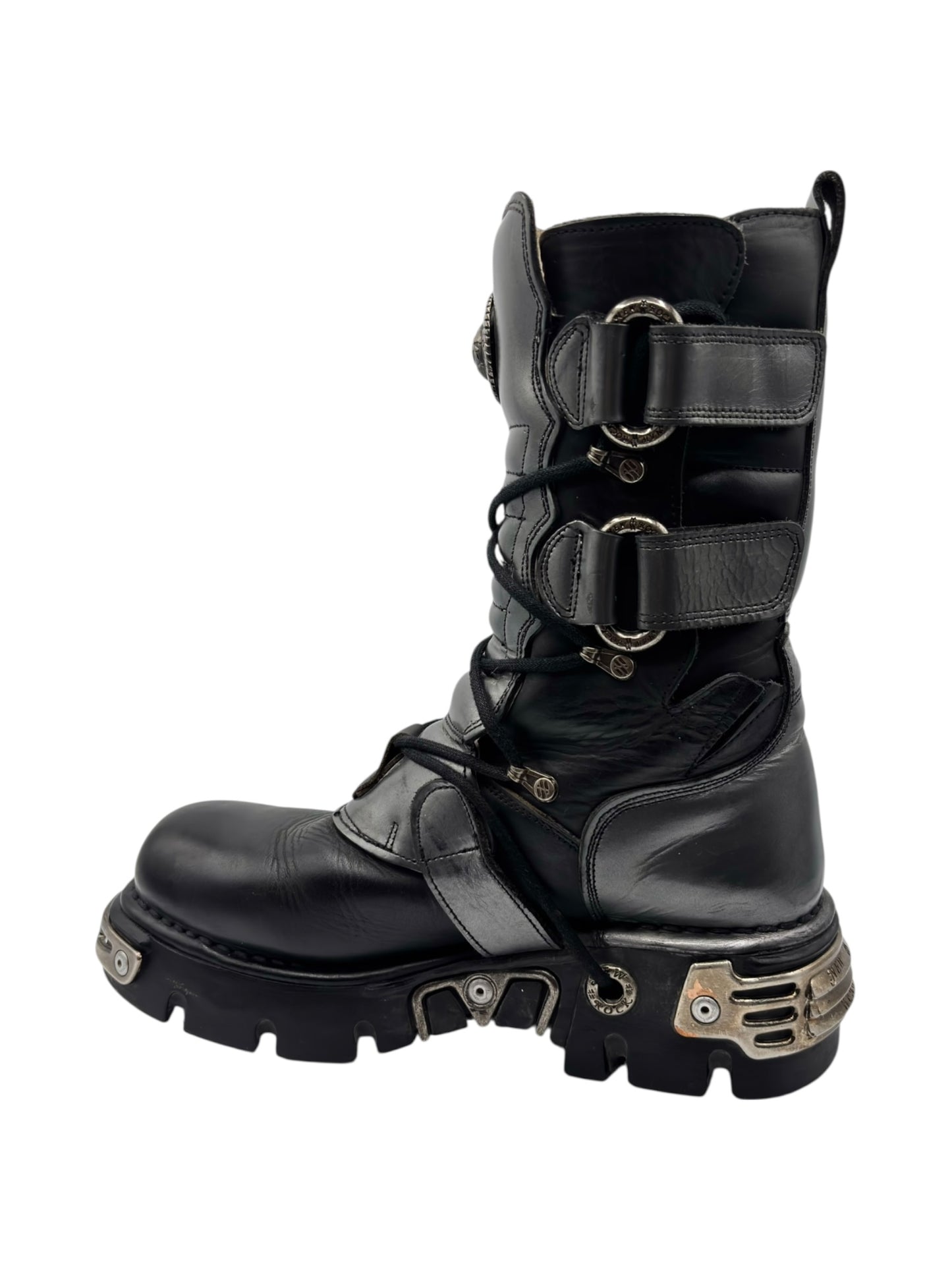 Vintage New Rock grey mid-calf reactor leather boots