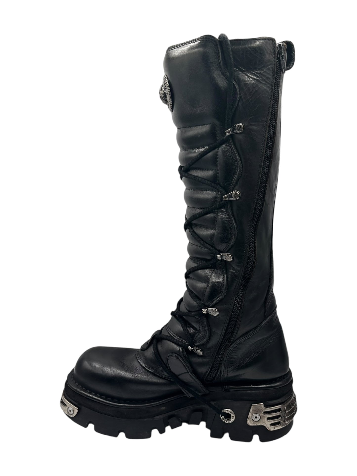 Vintage New Rock knee high reactor leather boots size 42