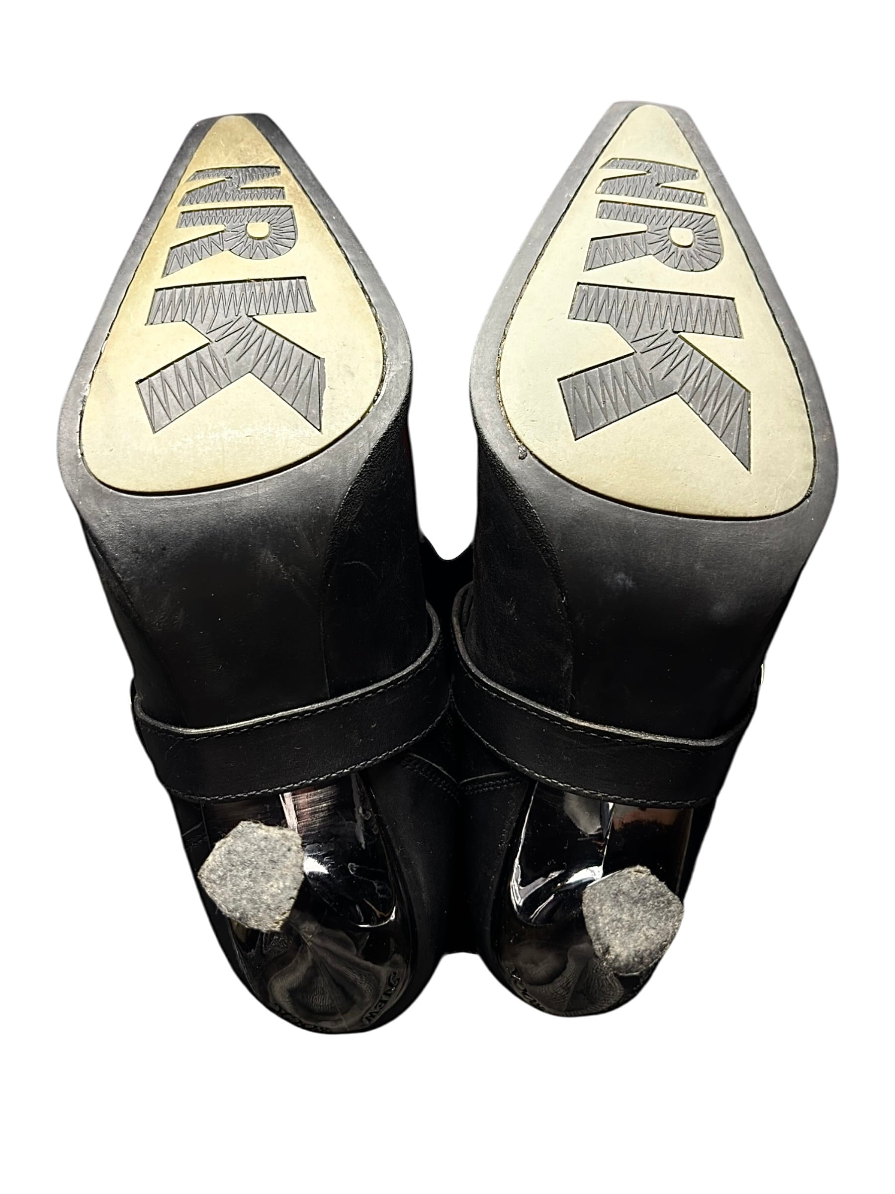 Vintage New Rock knee high leather biker heels size 44