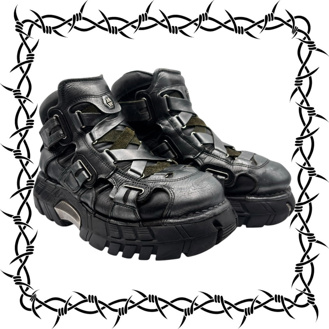 Vintage New Rock grey trailer platform boots size 45