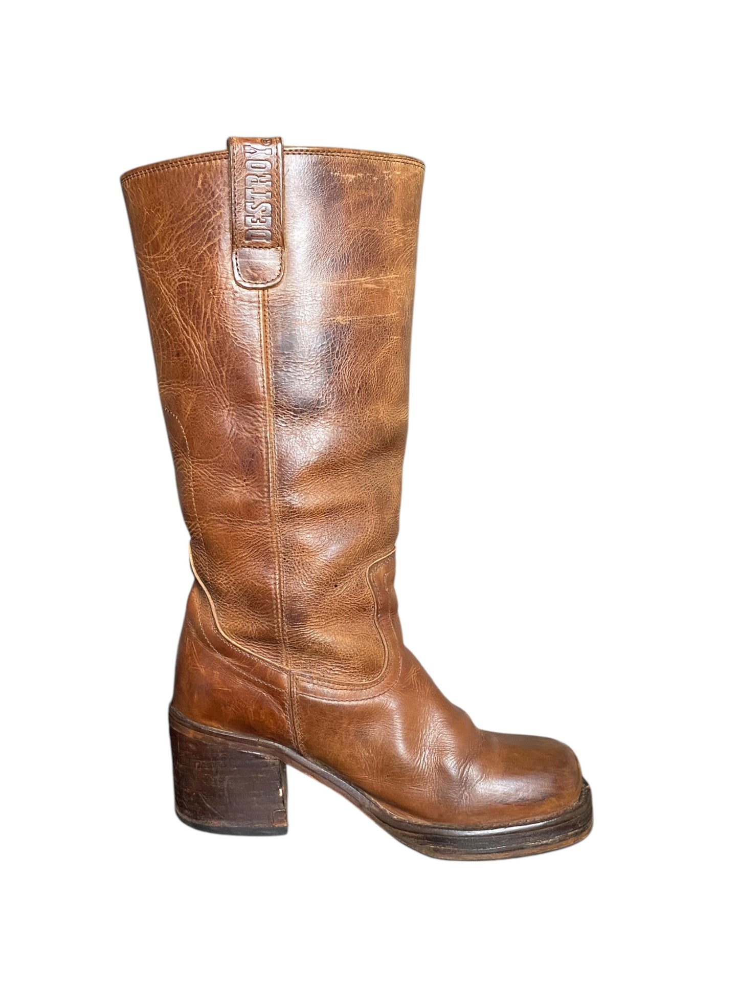 Vintage Destroy block platform leather boots size 36