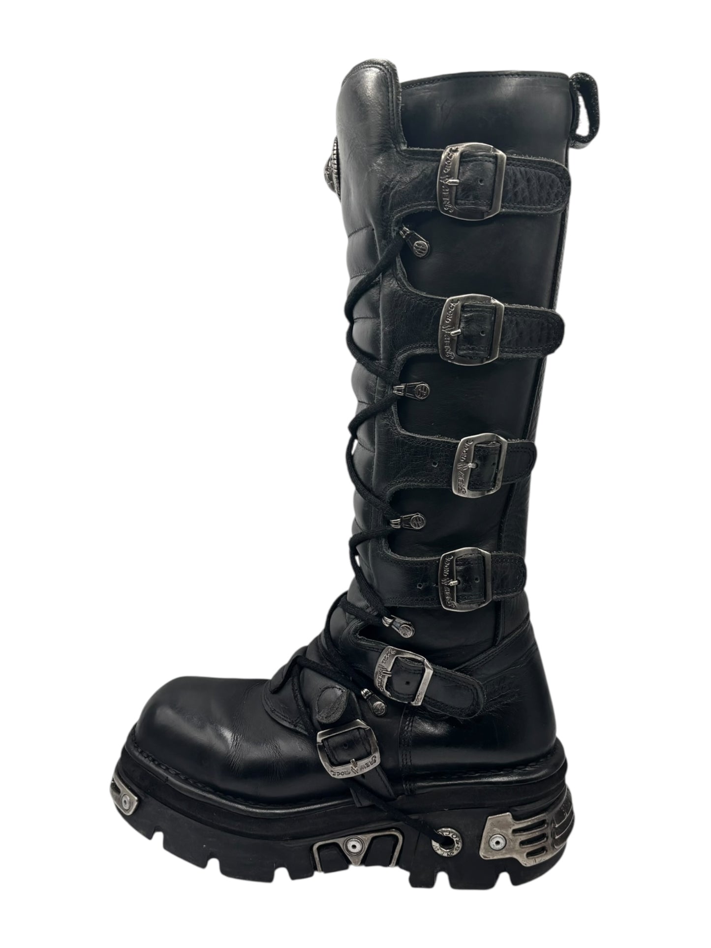 Vintage New Rock knee high reactor leather boots size 42