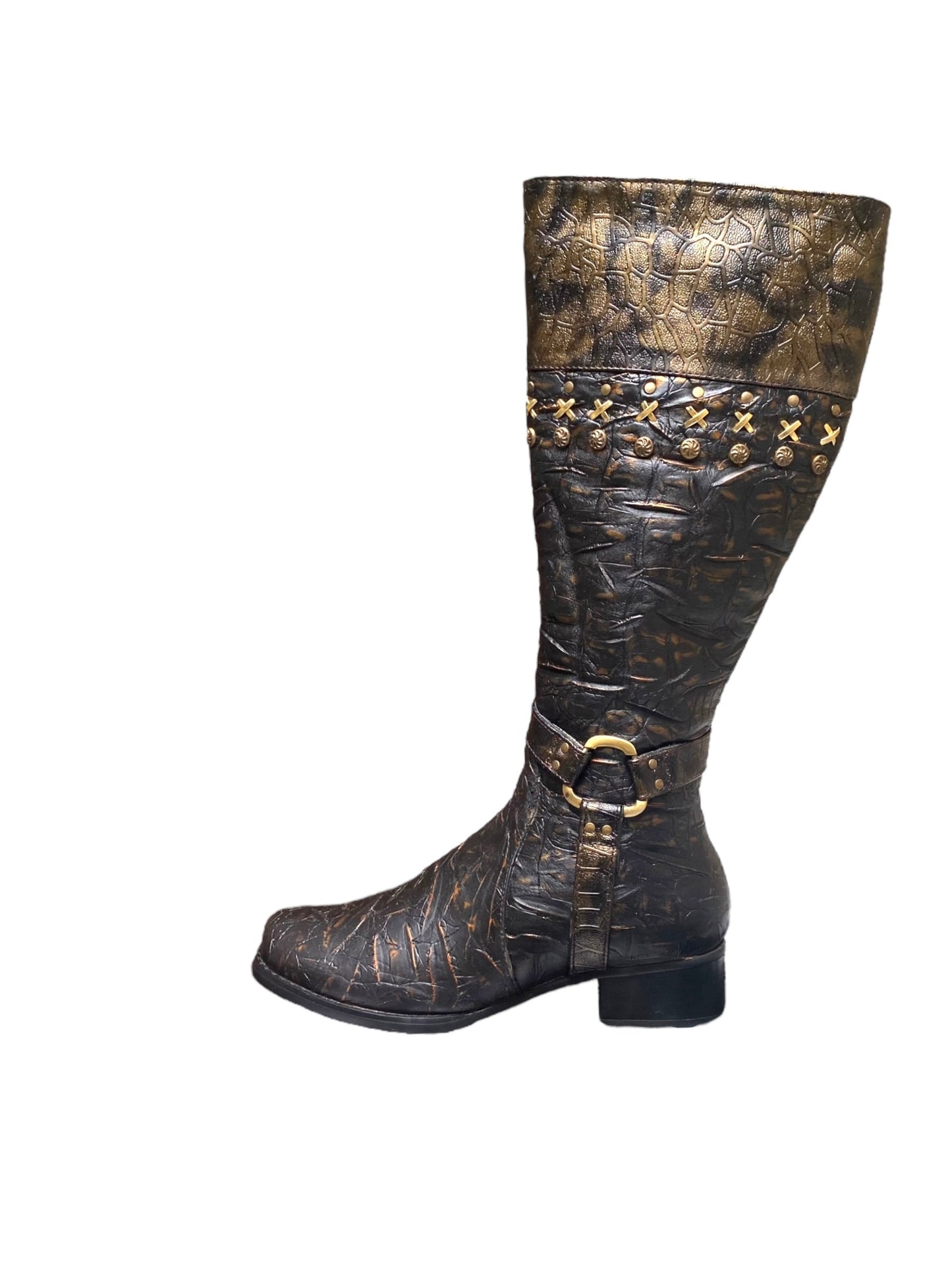 Vintage leather golden pattern boots. size 37