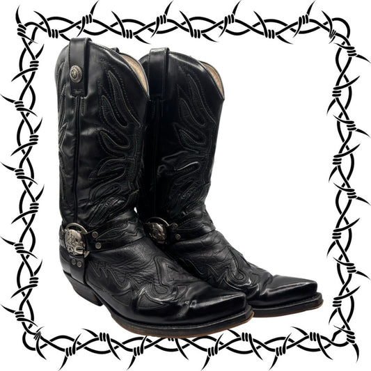 Vintage New Rock flame leather cowboy boots size 42
