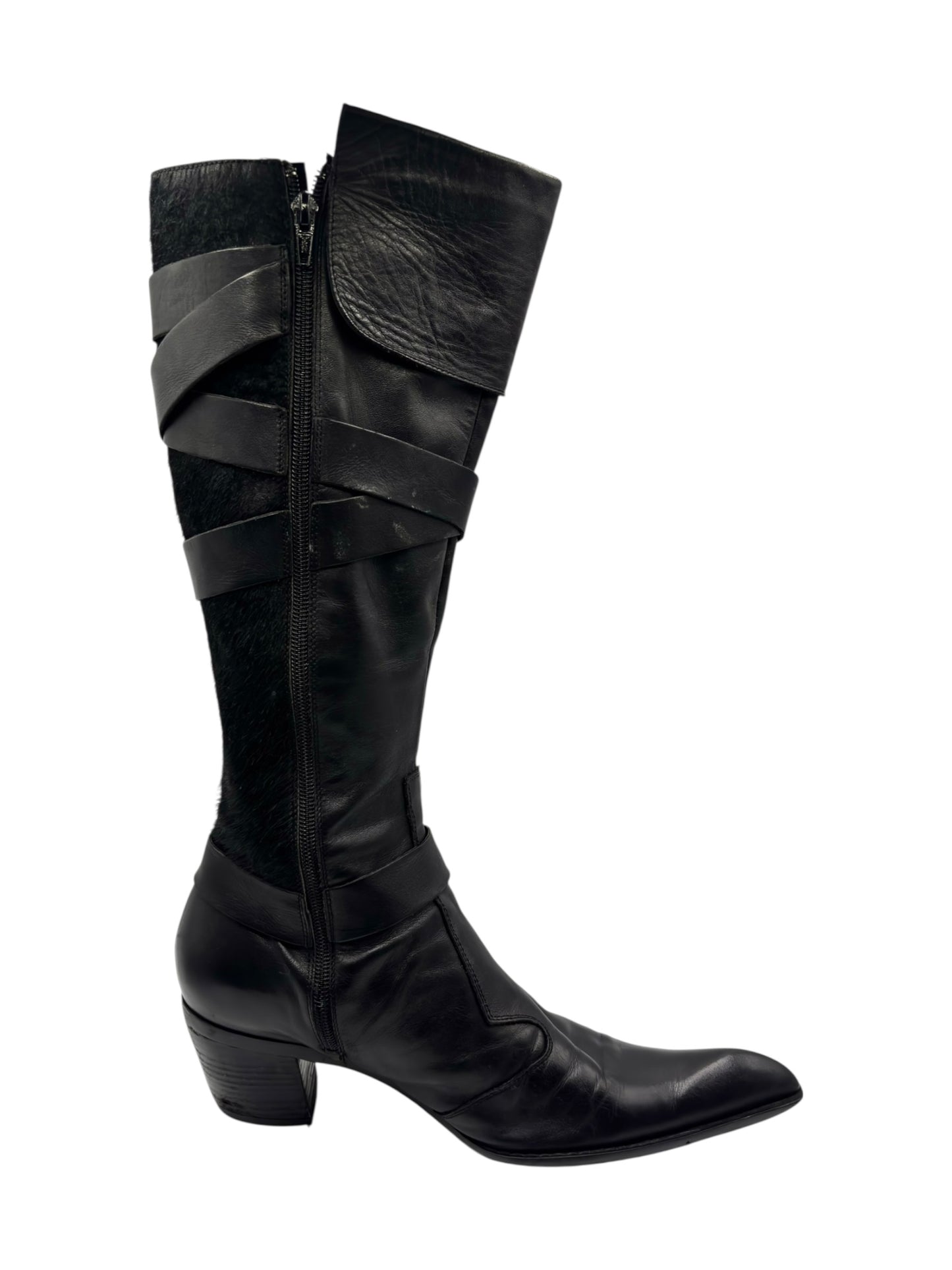 Beautiful vintage El Dantes black leather pointy boots size 39