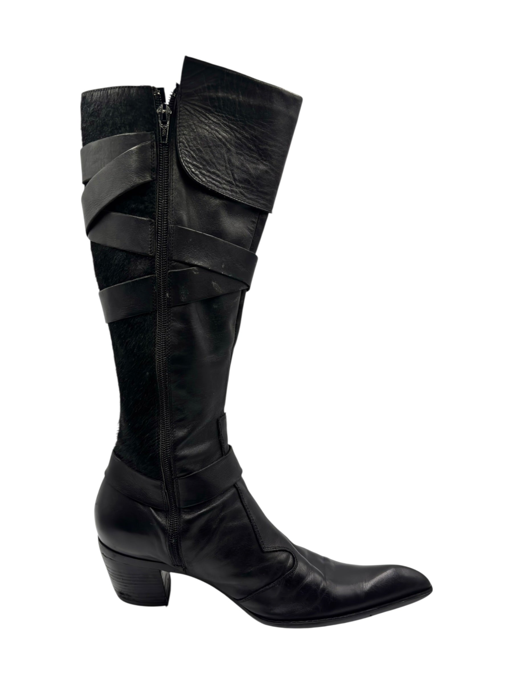 Beautiful vintage El Dantes black leather pointy boots size 39