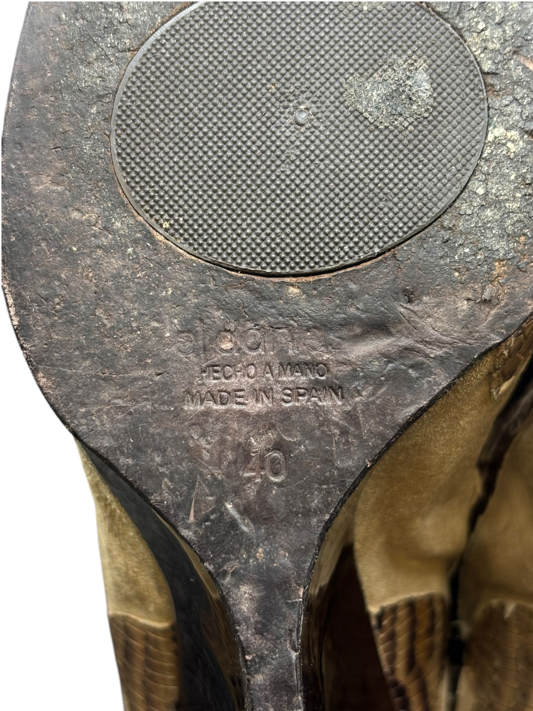 Beautiful vintage El Dantes golden brown fur leather boots size 40