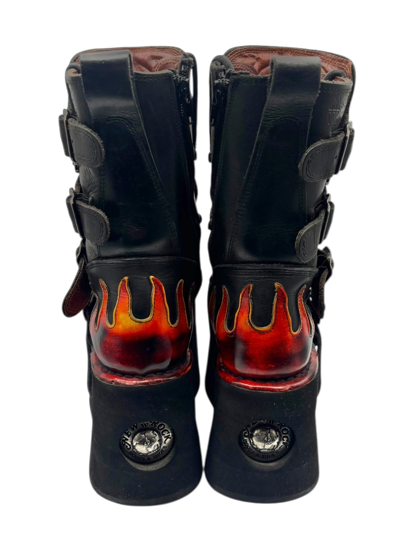 Vintage 90s New Rock flame neptuno platform boots size 38