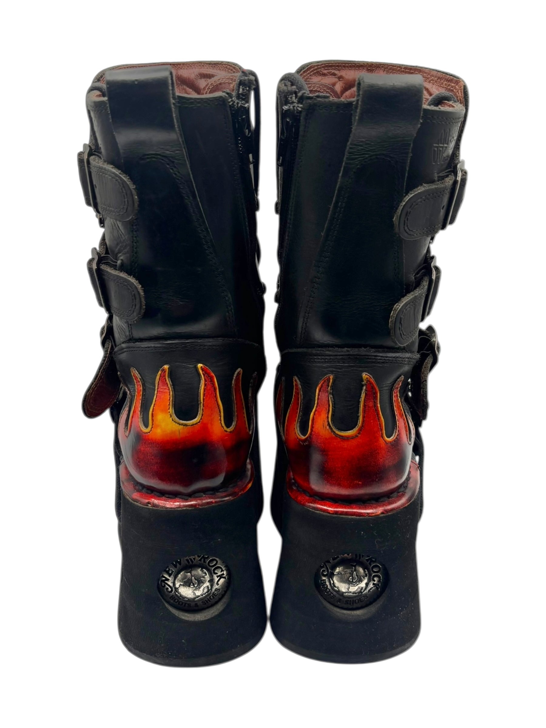 Vintage 90s New Rock flame neptuno platform boots size 38