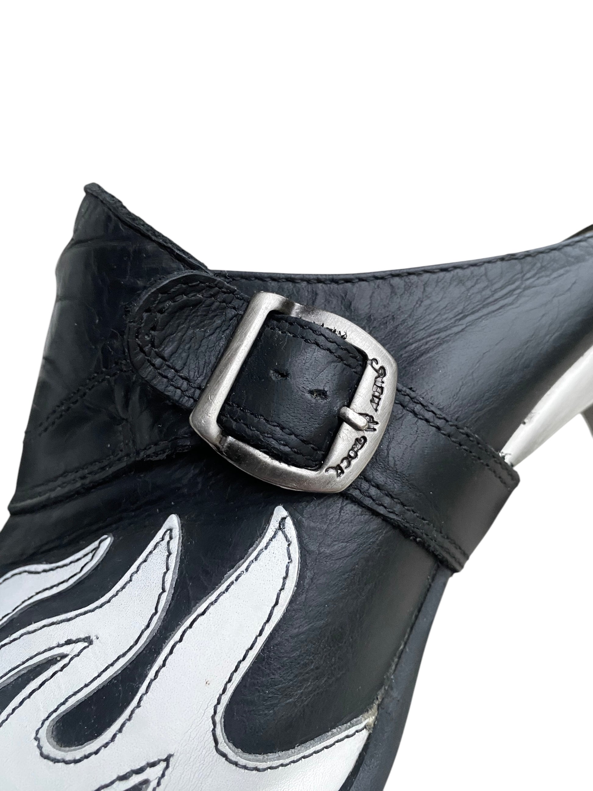 Vintage New Rock white flame pointy heels size 36